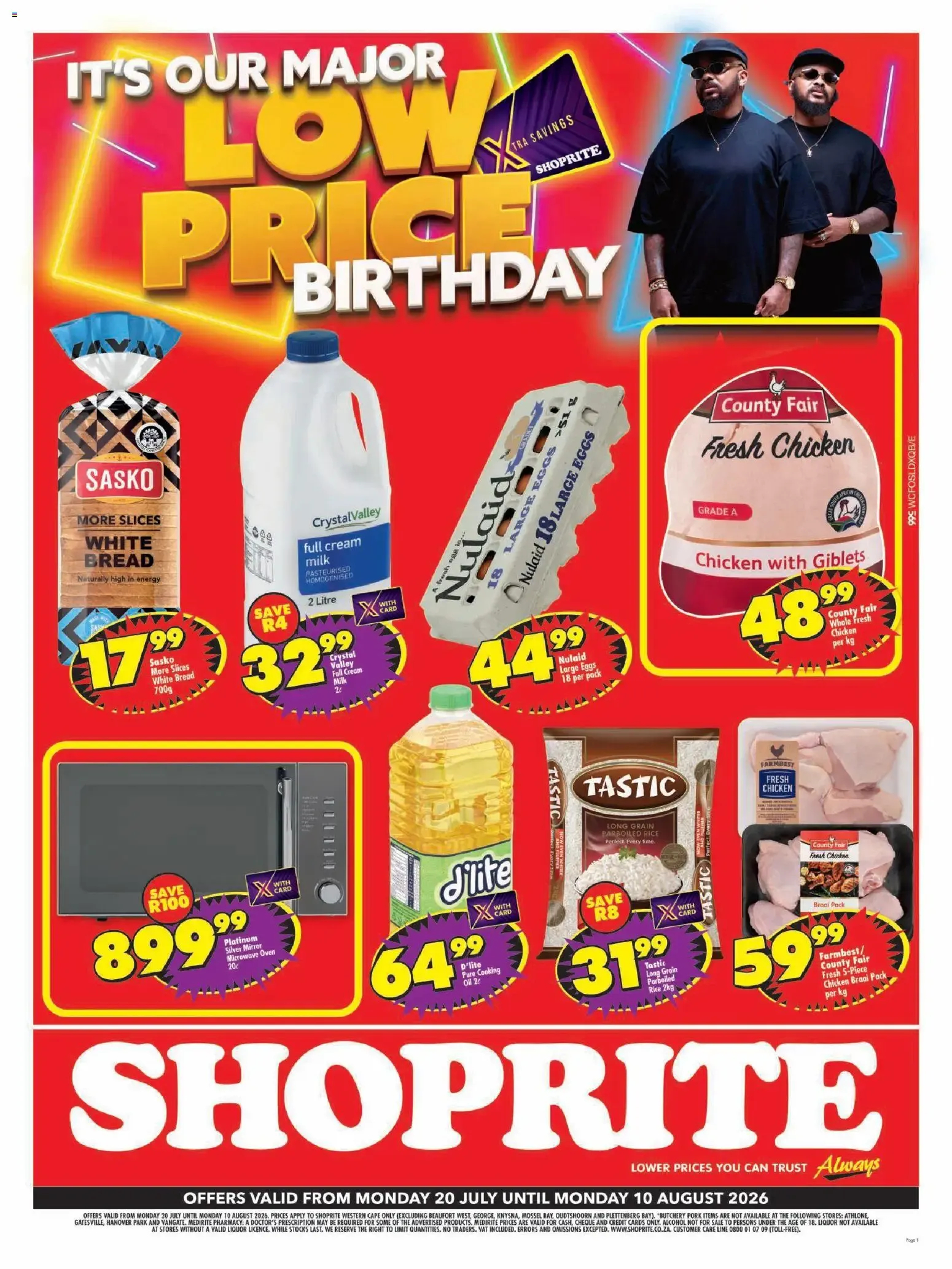 Shoprite Major Low Price Birthday from 20 July to 10 August 2026 - Catalogue Page 1