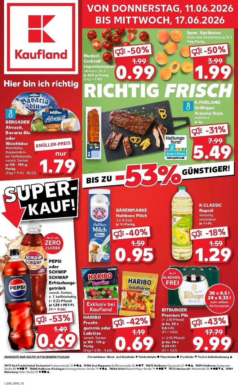 Kaufland Prospekt – von Donnerstag 11.06.2026 bis Mittwoch 17.06.2026 von 11. Juni bis 17. Juni 2026 - Prospekt seite 1