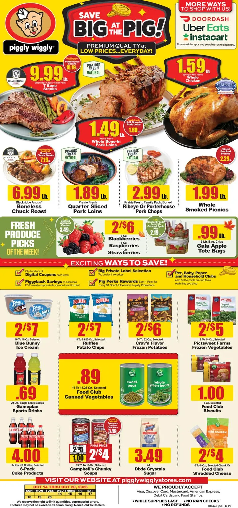 Current Piggly Wiggly leaflet valid from Wednesday 10/14/2026 to Tuesday 10/20/2026