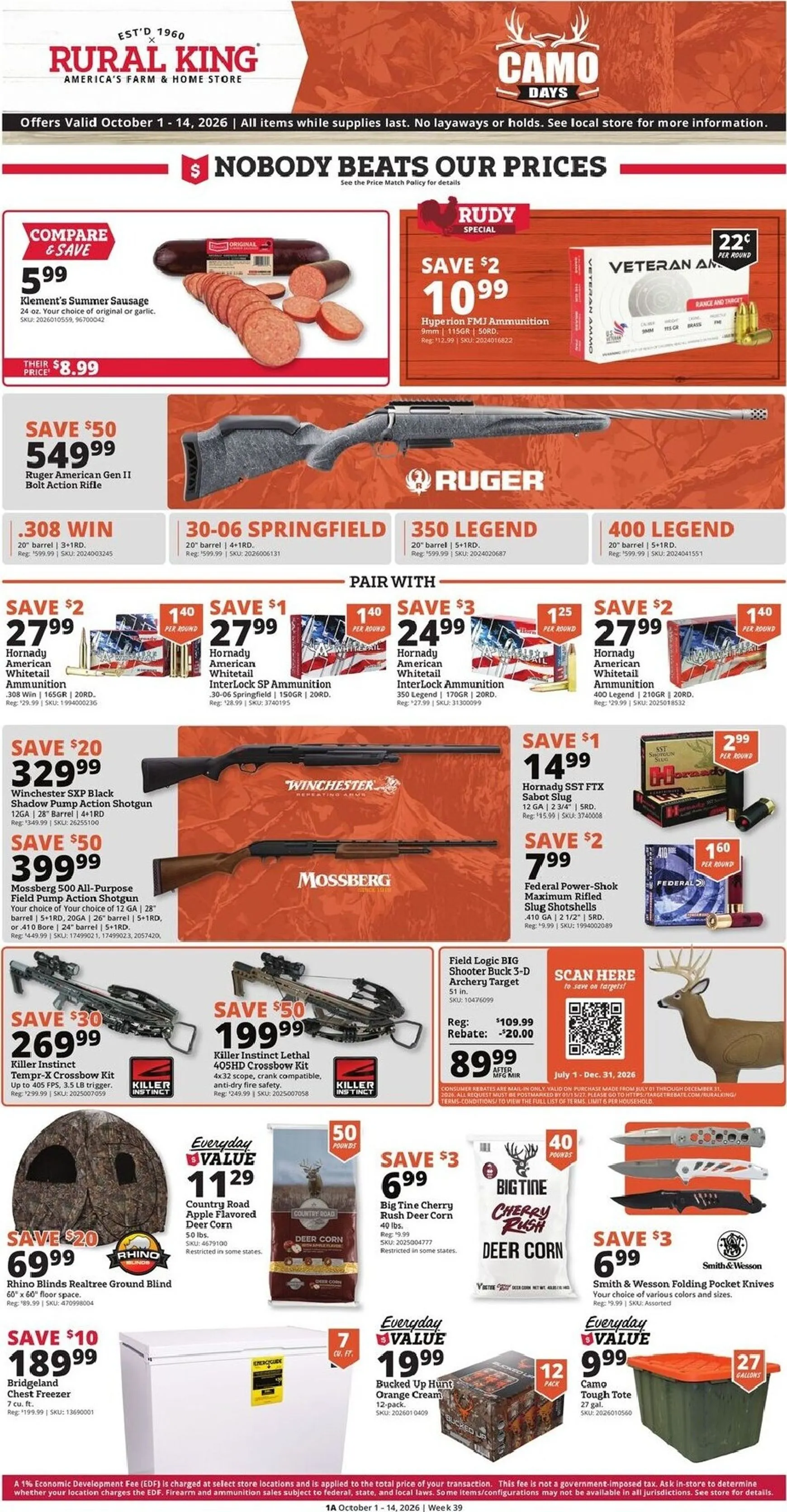 Weekly promotion Current Rural King leaflet valid from Thursday 10/01/2026 to Wednesday 10/14/2026 spanning from October 1 to October 14 2026 - Page 1 for Catalogue 365