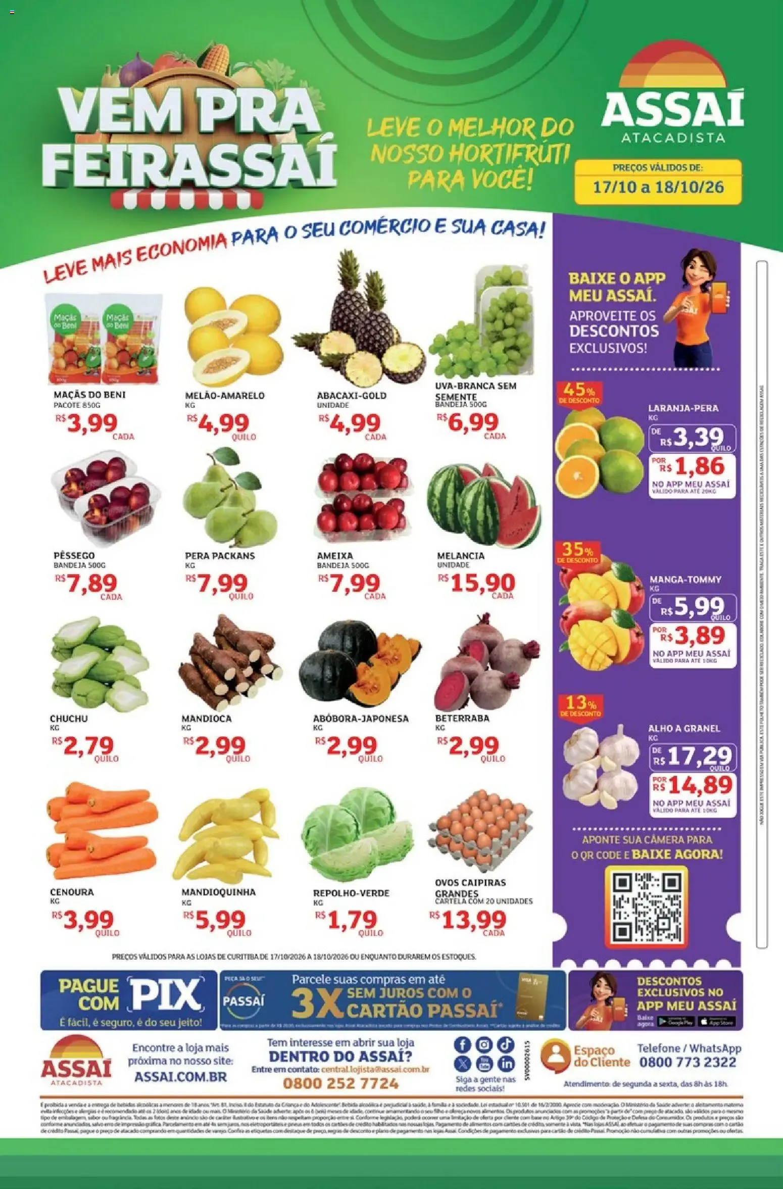 Encarte de Assaí Atacadista - Vem Pra Feirassaí de Hortifruti 17 de outubro até 18 de outubro 2026 - Pagina 1