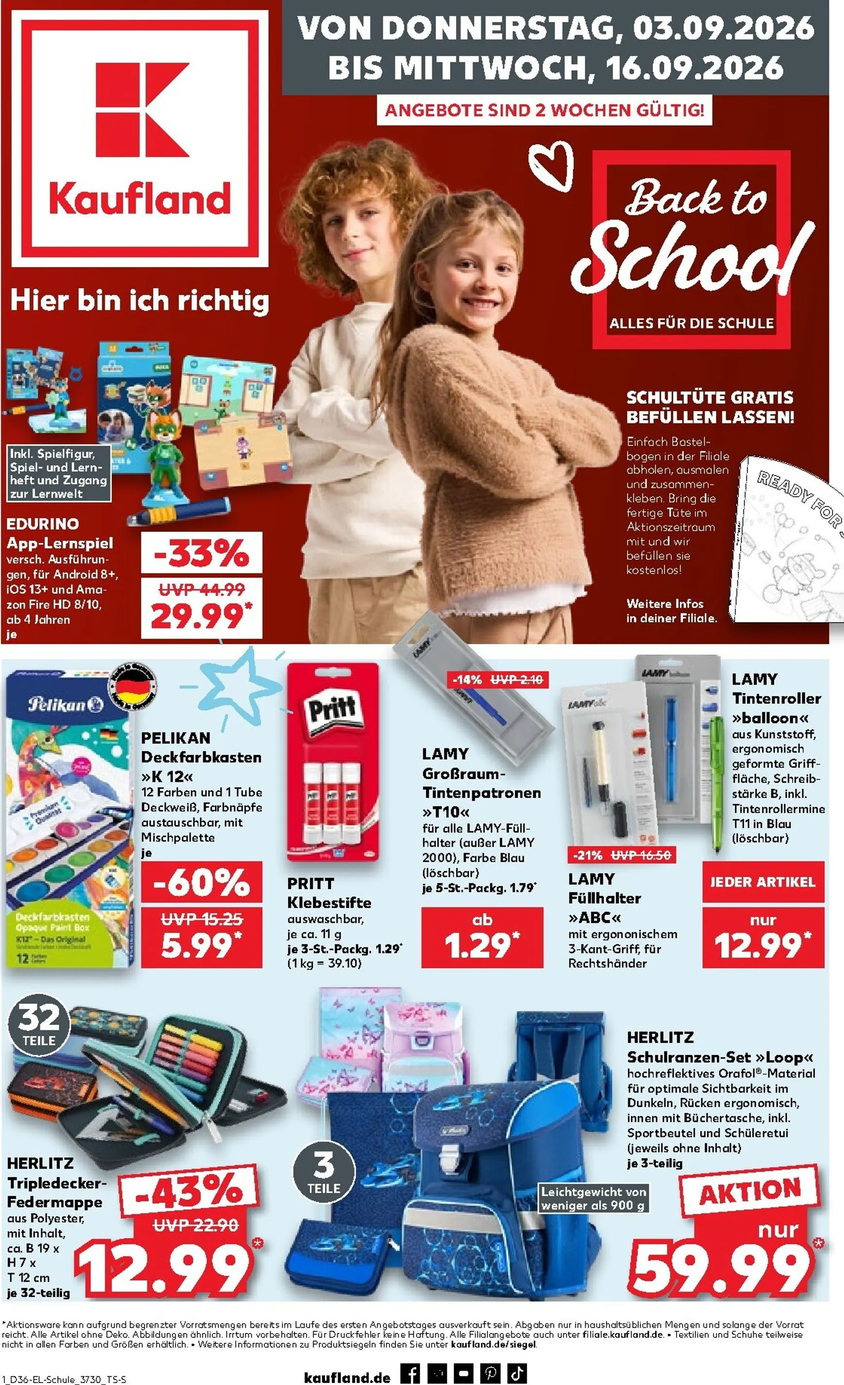 Neuer Kaufland - Back to School Prospekt – von Donnerstag 03.09.2026 bis Mittwoch 16.09.2026 von 3. September bis 16. September 2026 - Prospekt seite 1