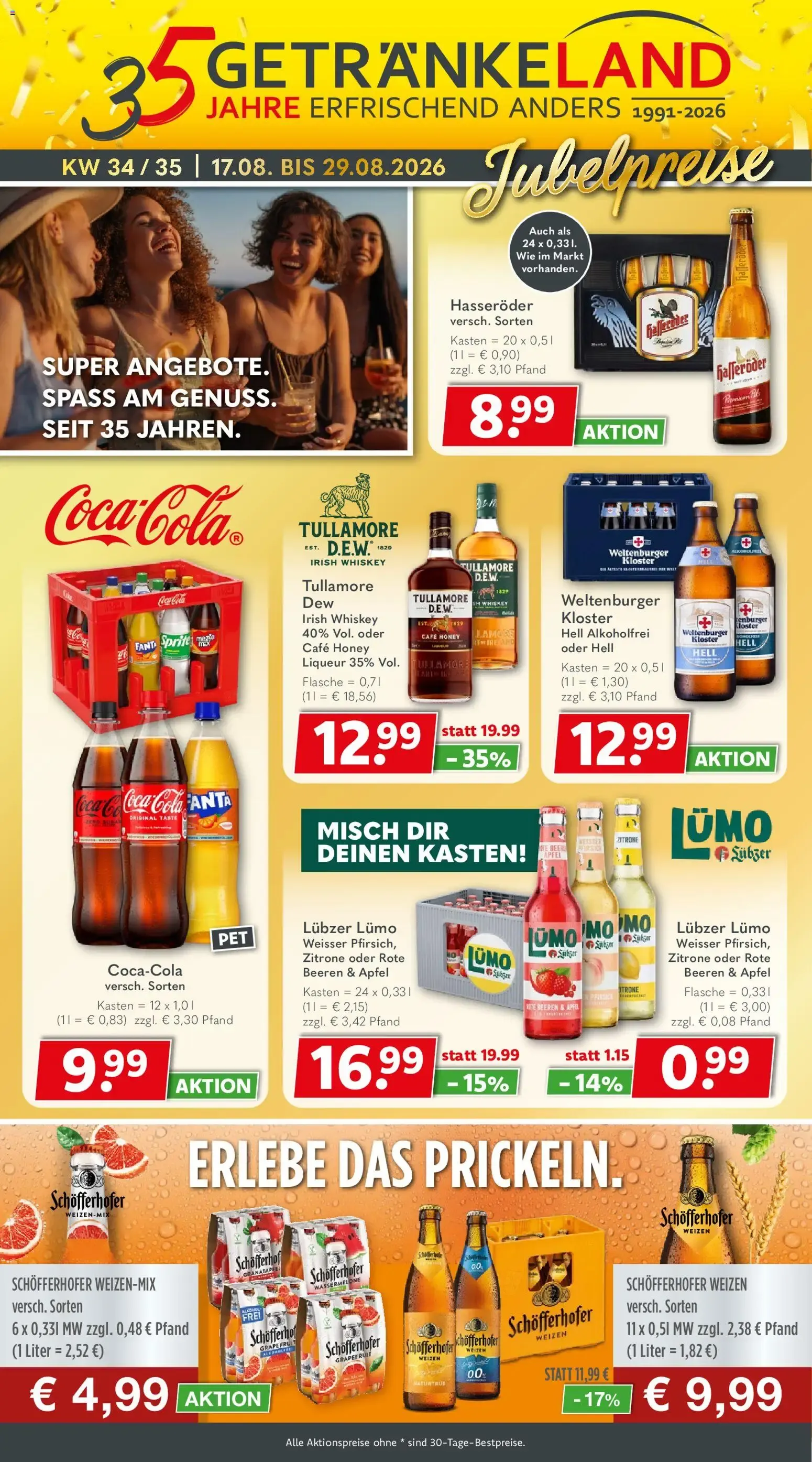 Getränkeland Jubelpreise von 17. August bis 29. August 2026 - Prospekt seite 1