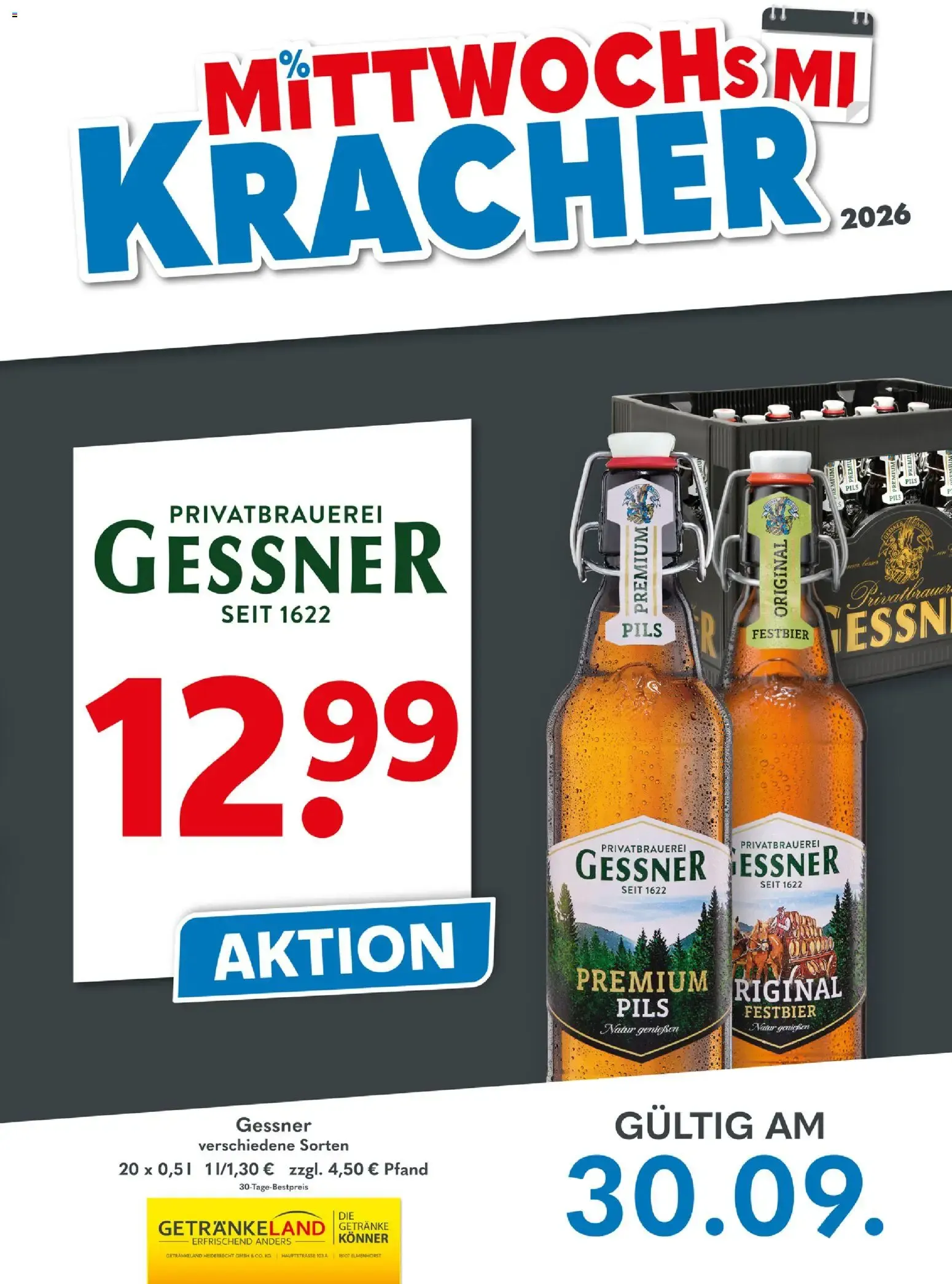 Getränkeland Mittwochs Kracher (ab 30.09.2026) zum Blättern von 30. September bis 30. September 2026 - Prospekt seite 1