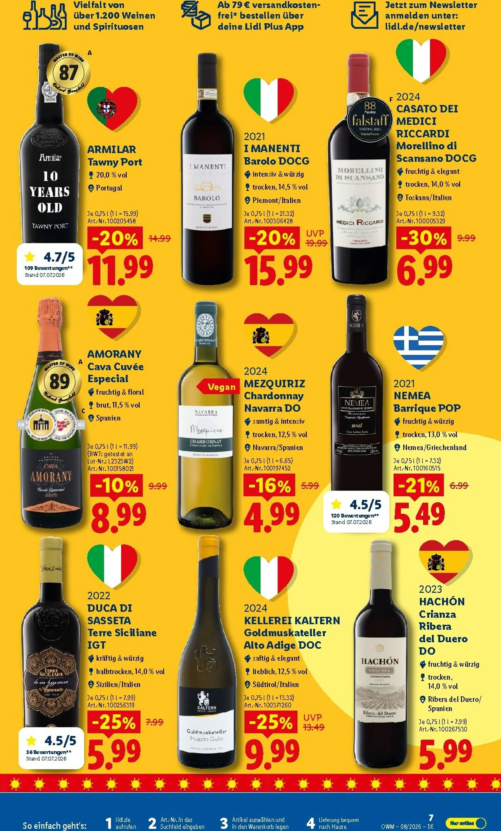 Lidl - Wein & Spirituosen Prospekt – von Samstag 01.08.2026 bis Montag 31.08.2026 von 1. August bis 31. August 2026 - Prospekt seite 7