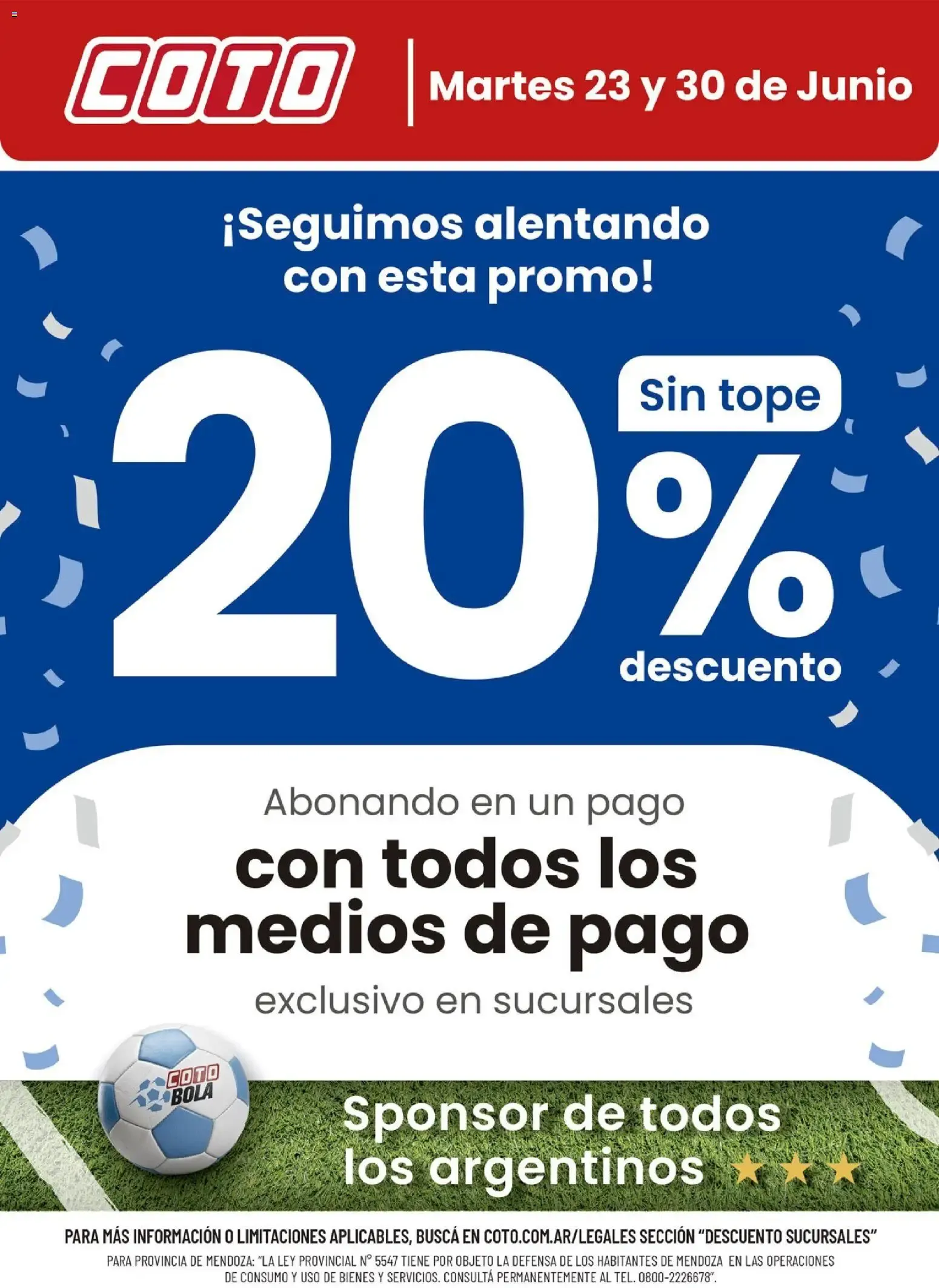 Ofertas de Coto - 20% de descuento sin tope en sucursales 23 de junio al 30 de junio 2026 - Página 1 del catálogo