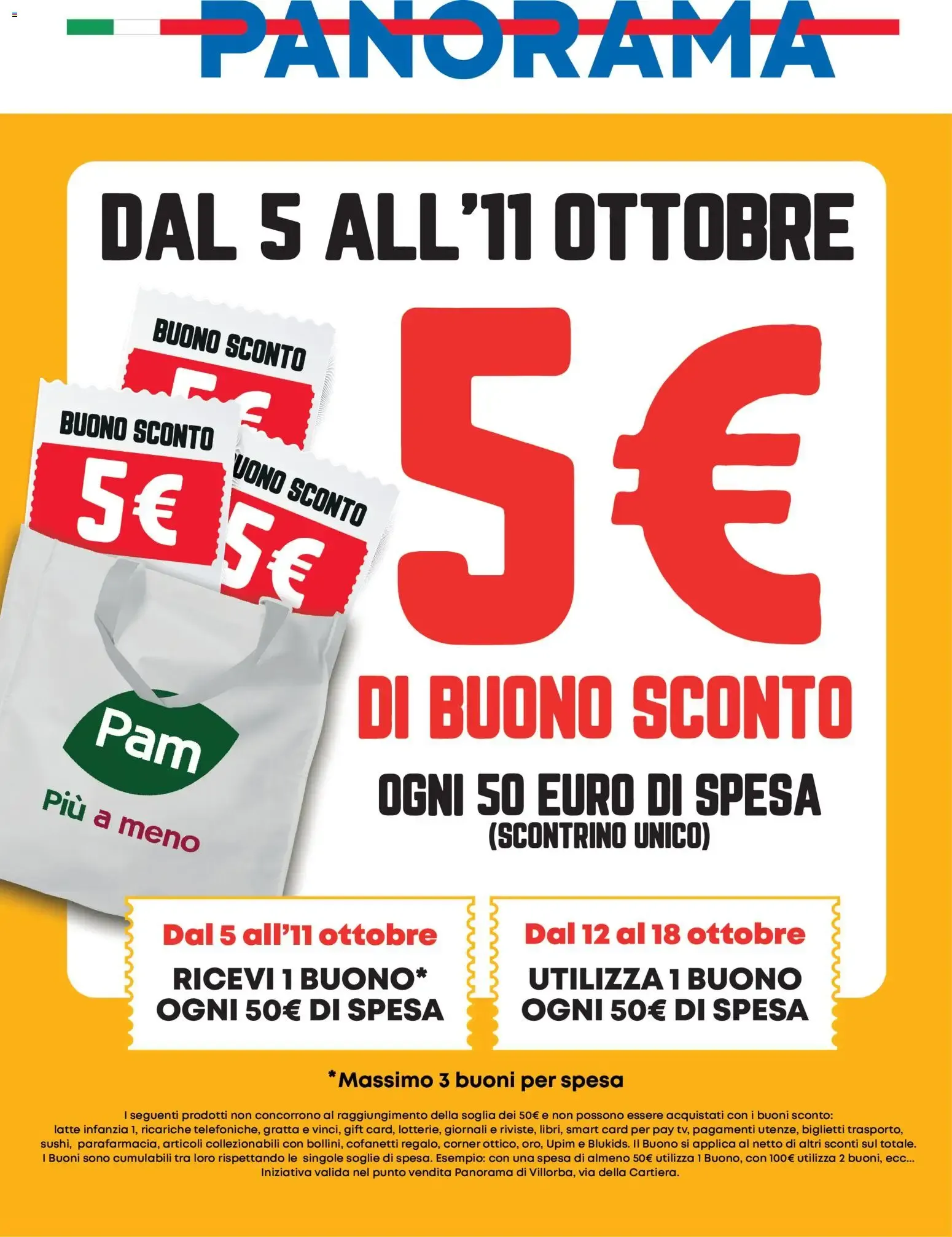 Panorama: Buono Sconto 5€ ogni 50€ di spesa da 5 ottobre a 11 ottobre di 2026 - Pagina del volantino 1