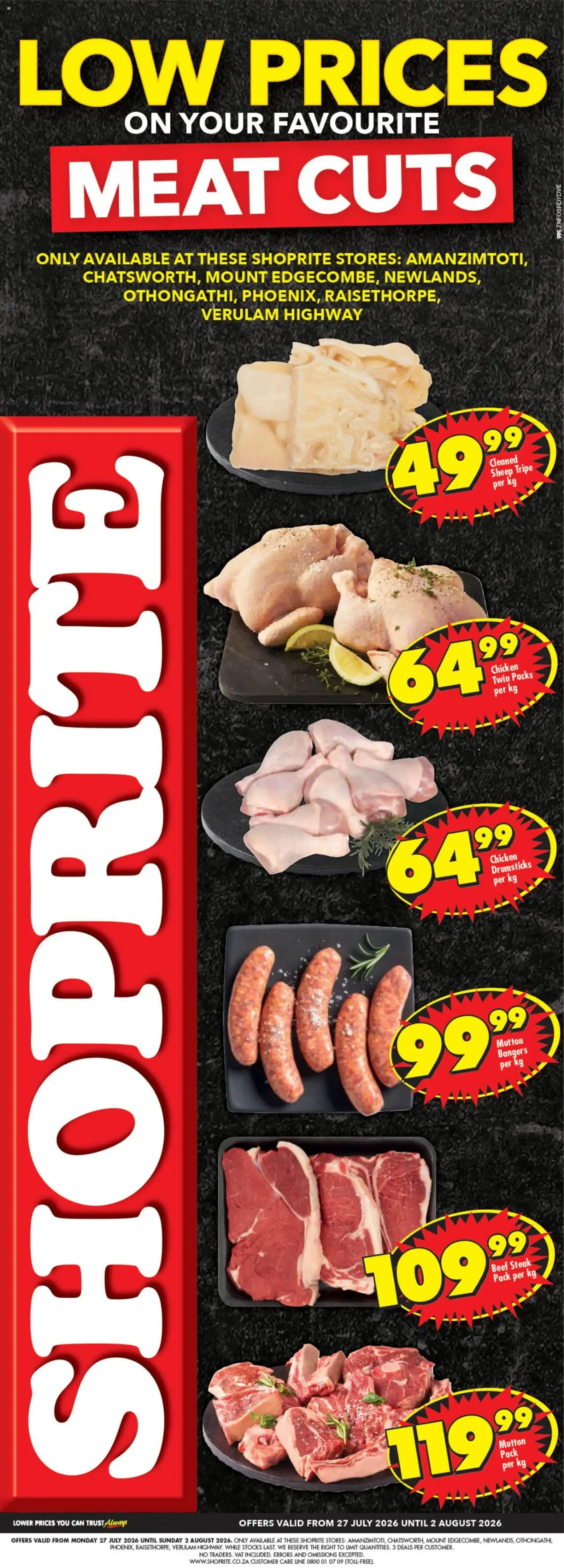 Shoprite - Low Price Butchery Meat Cuts Exclusive (27/07/2026 - 02/08/2026) → Online Catalogue from 27 July to 2 August 2026 - Catalogue Page 1