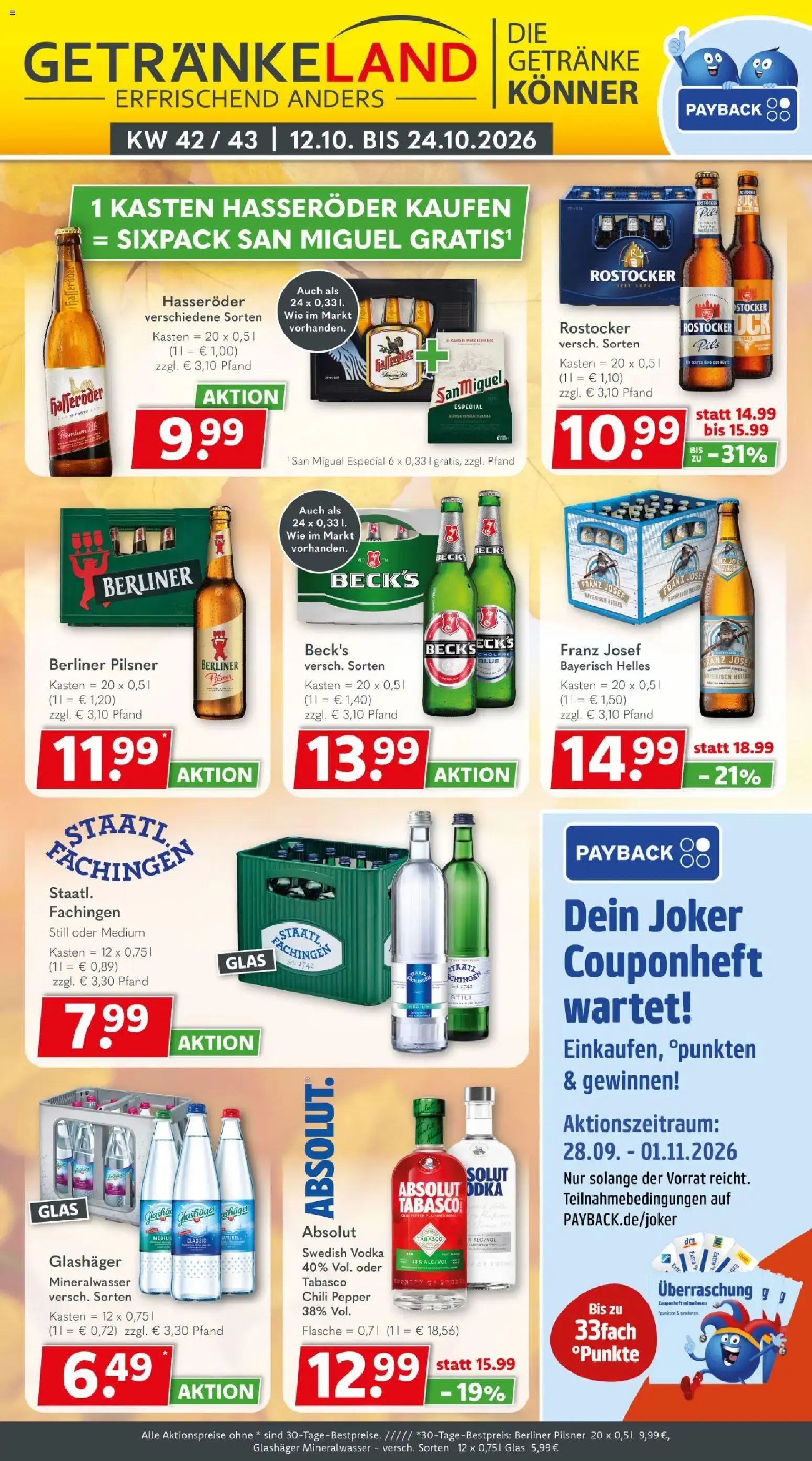 Getränkeland Prospekt (ab 12.10.2026) zum Blättern von 12. Oktober bis 24. Oktober 2026 - Prospekt seite 1