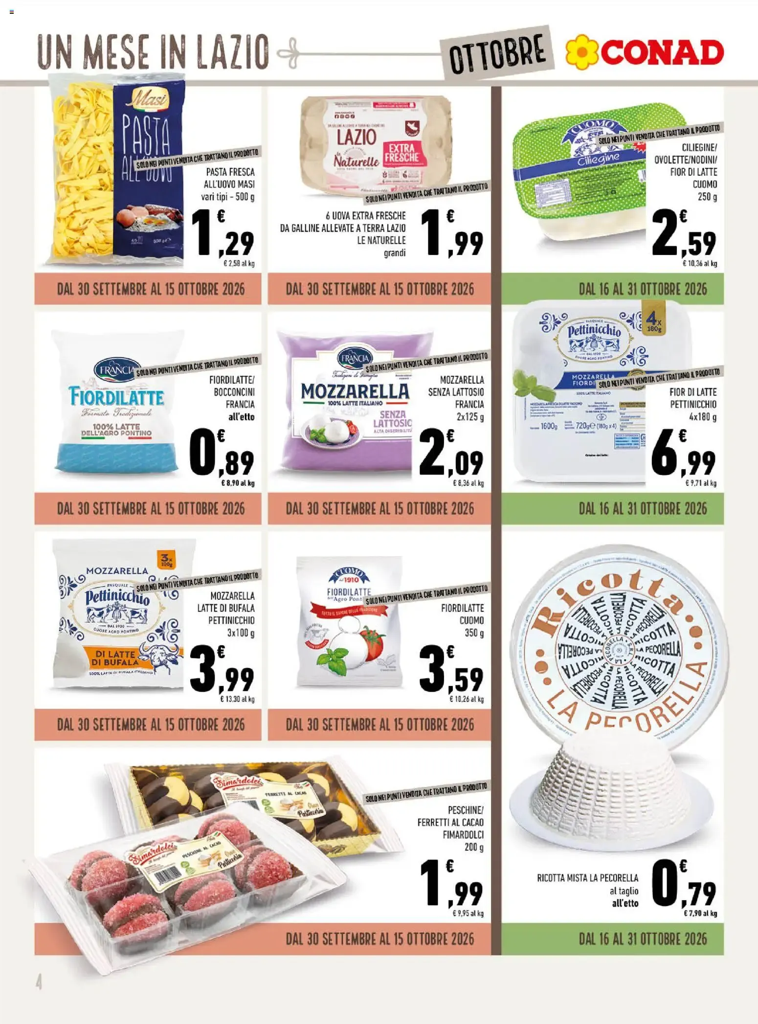 Gli Speciali Conad: Un Mese in Lazio a Tavola da 30 settembre a 31 ottobre di 2026 - Pagina del volantino 4
