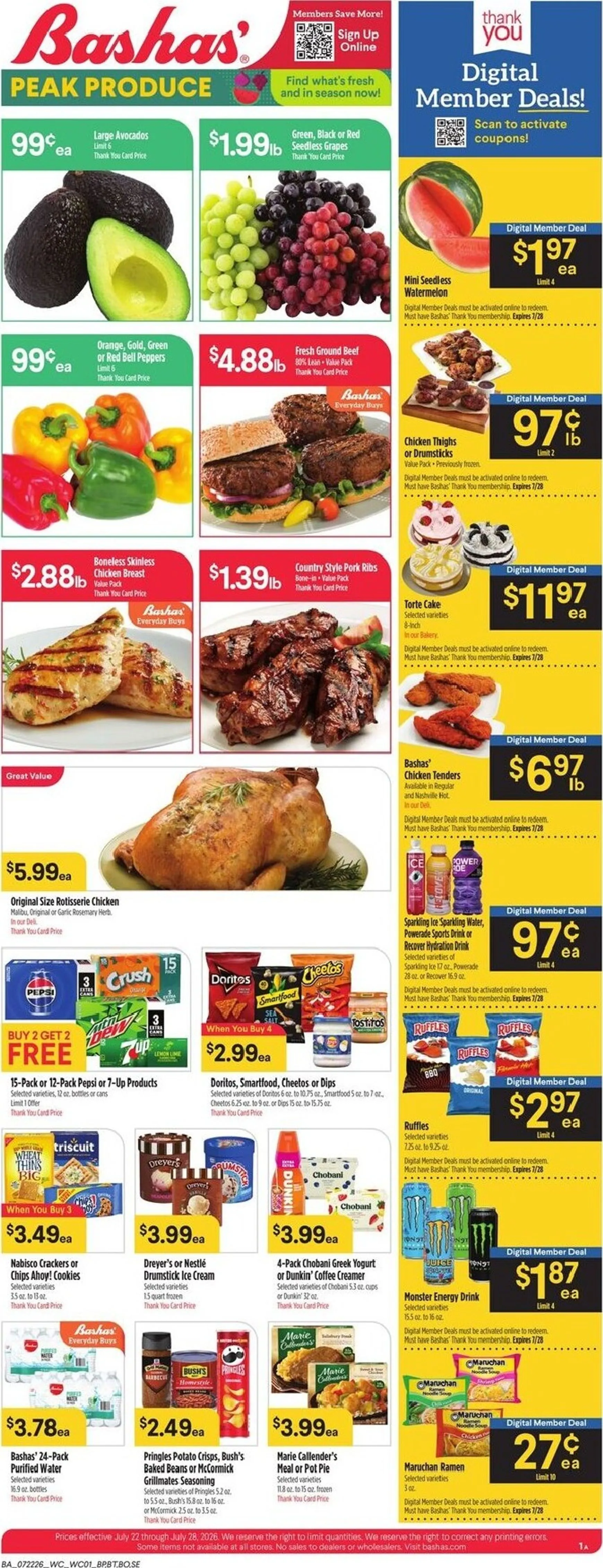 Weekly ad Bashas' PEAK PRODUCE from July 22 to July 28 2026 - Page 1