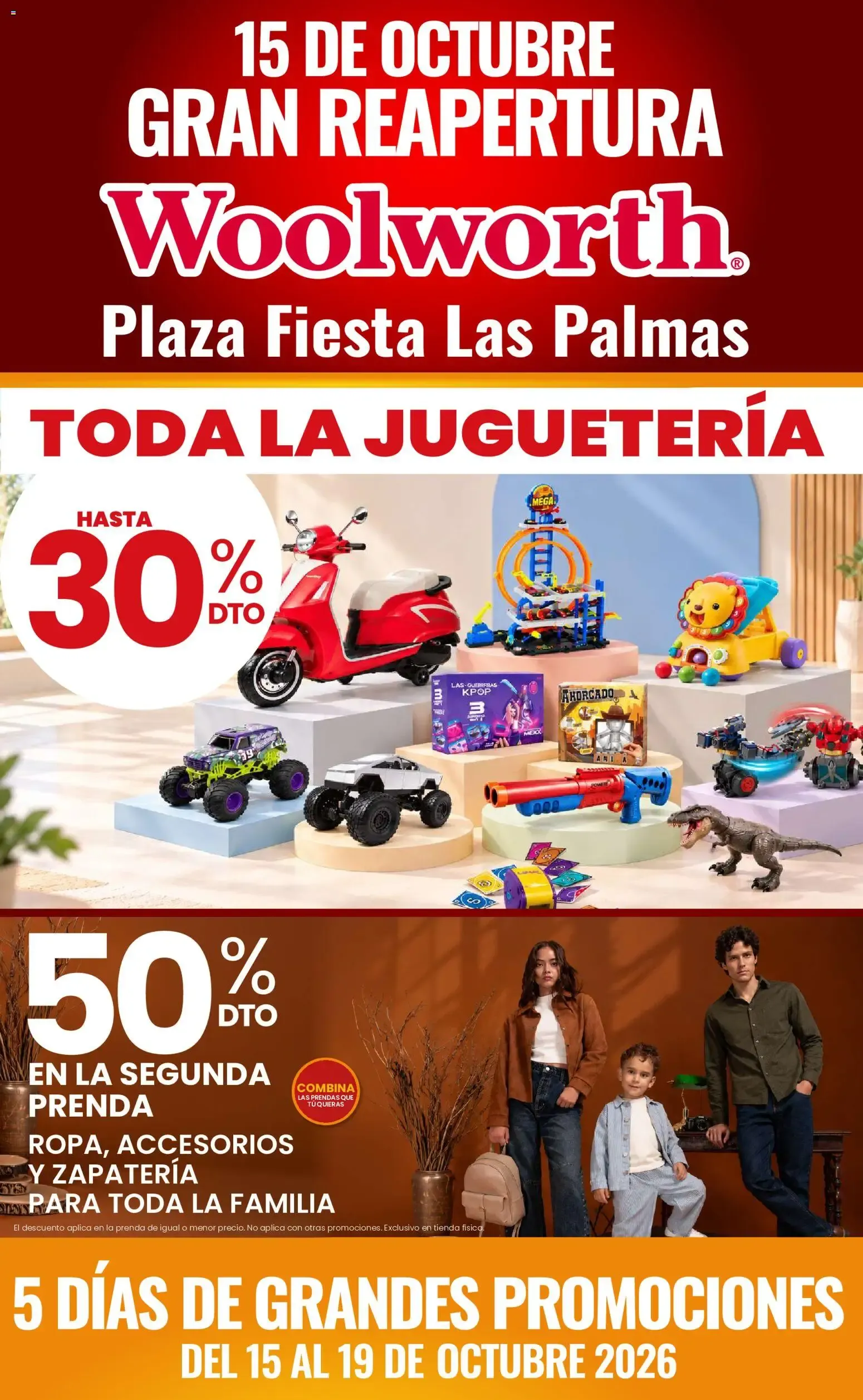 Catálogo de Gran Reapertura Woolworth Plaza Fiesta Las Palmas: 5 Días de Grandes Promociones 15 de octubre al 19 de octubre 2026 - Pagina 1