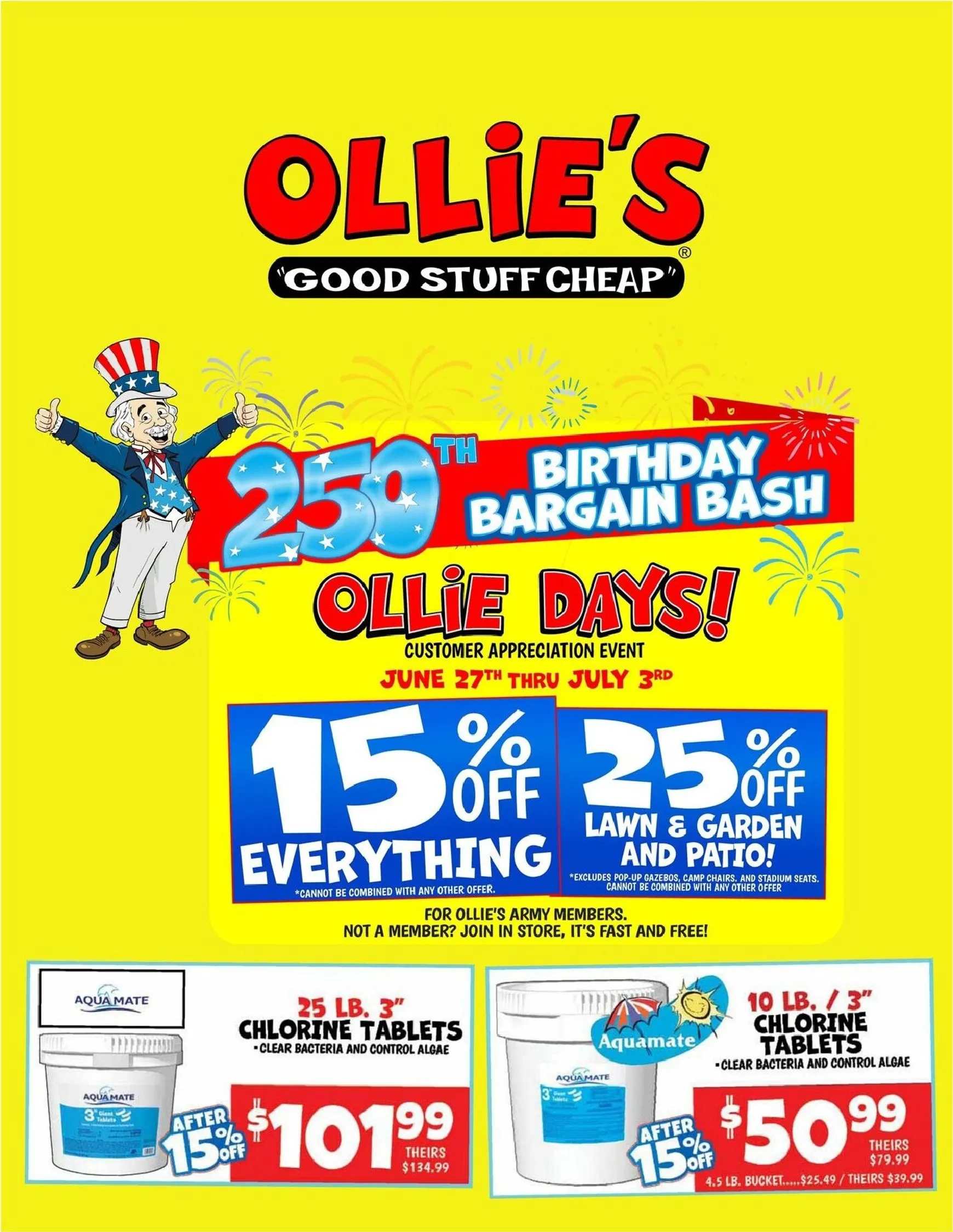 Weekly ad Ollie's 250th Birthday Bargain Bash - Ollie Days! Customer Appreciation Event from June 27 to July 3 2026 - Page 1