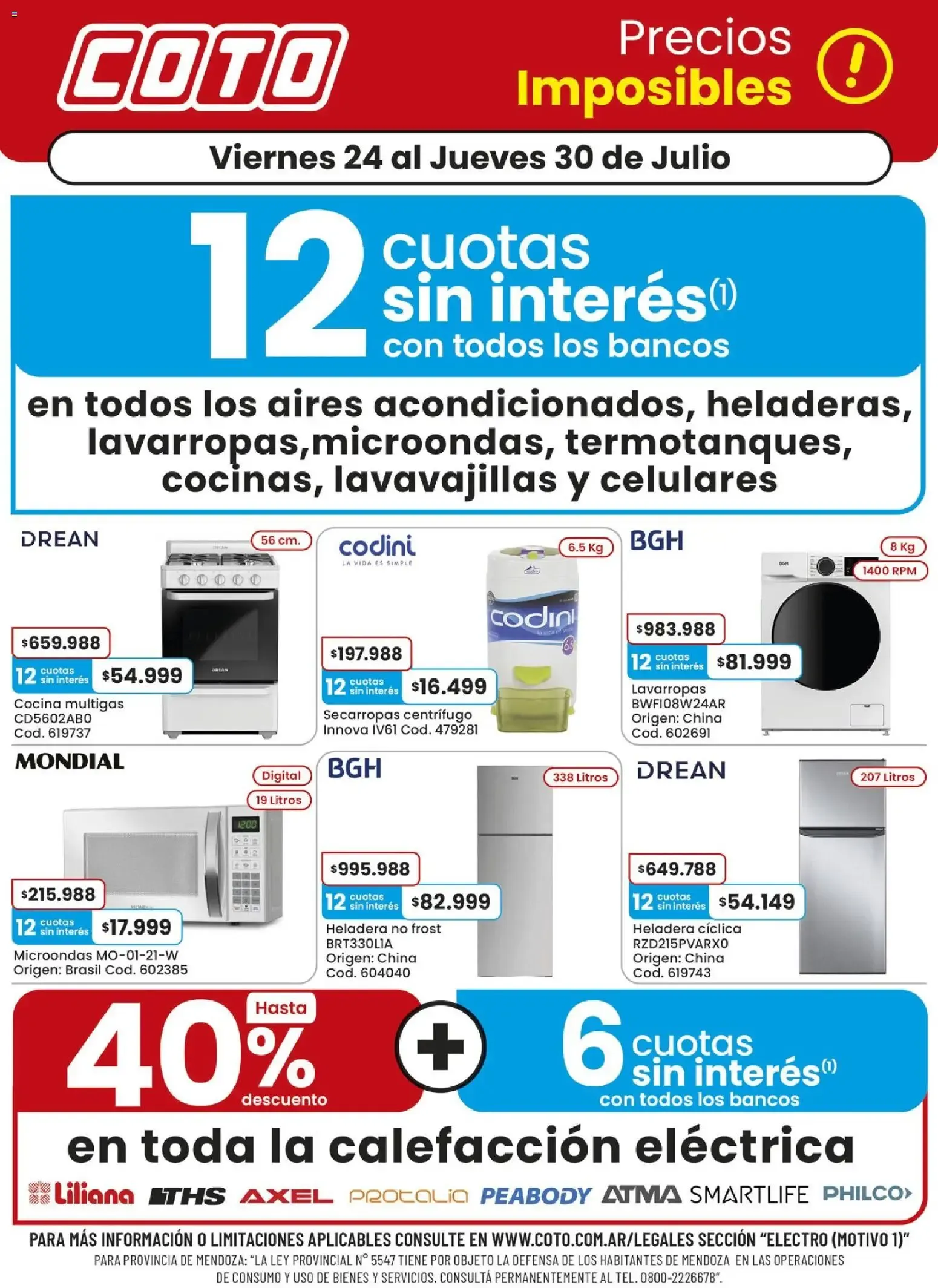 Ofertas de Coto - Precios Imposibles en Electrodomésticos y Calefacción Eléctrica 24 de julio al 30 de julio 2026 - Página 1 del catálogo