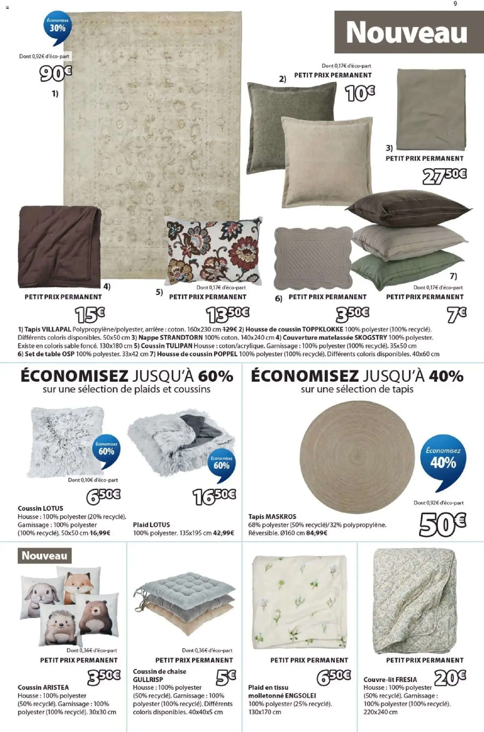 JYSK: Offres exceptionnelles et Journées spéciales mobilier - Économisez jusqu'à 60% du 1 septembre au 24 octobre 2026 - Catalogue page 9