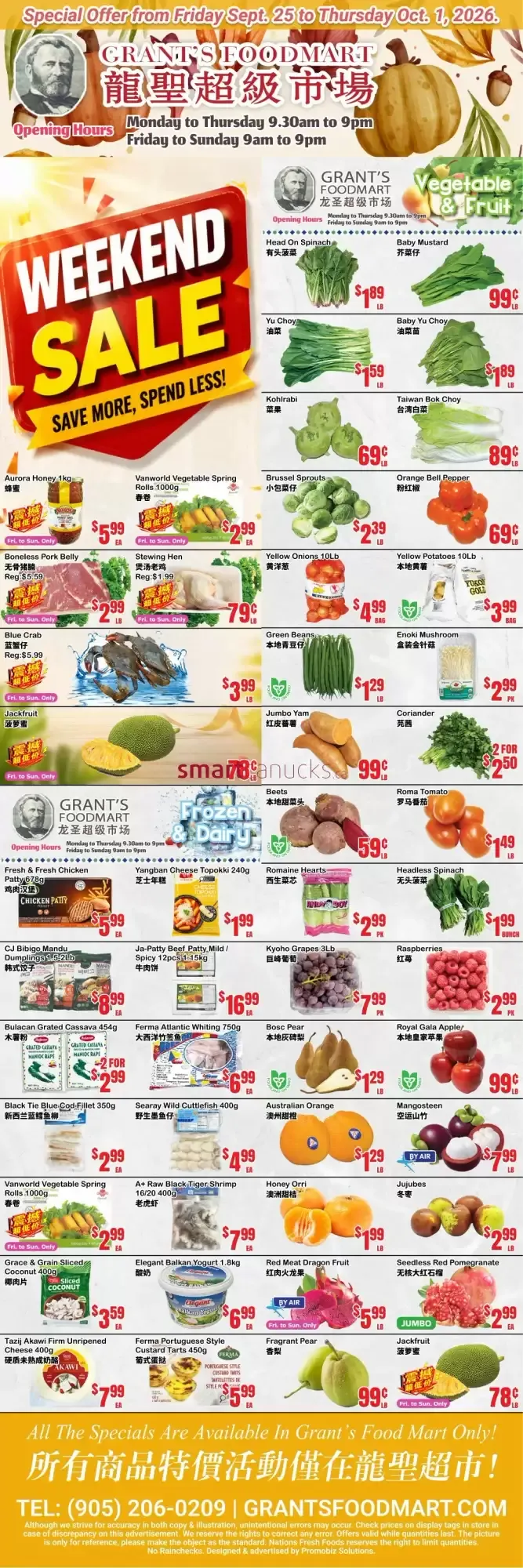 Grant's Foodmart flyer week 39 from September 25 to October 1 2026 - flyer page 1