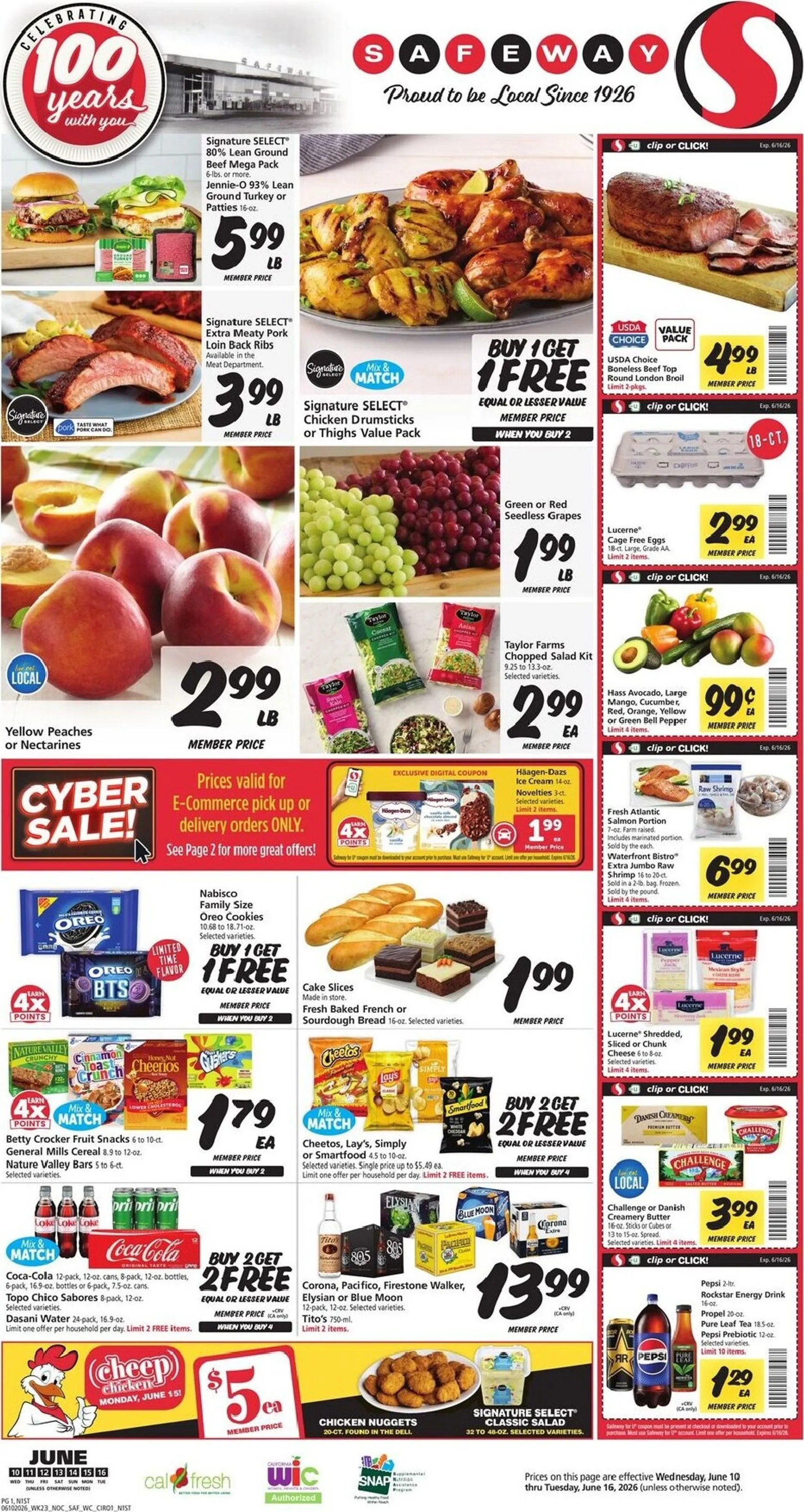 Weekly ad Current Safeway leaflet valid from Wednesday 06/10/2026 to Tuesday 06/16/2026 from June 10 to June 16 2026 - Page 1
