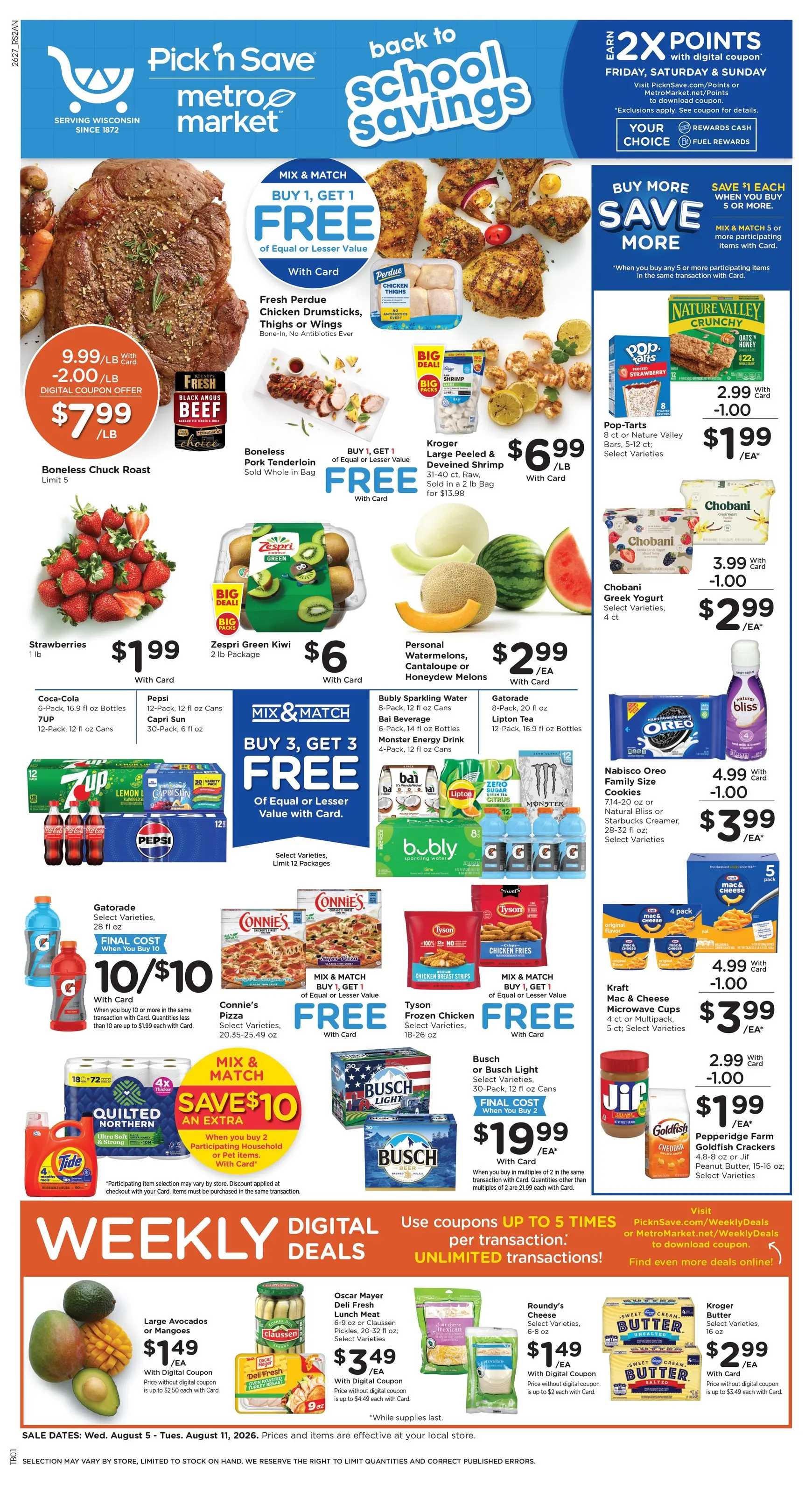 Weekly ad Current Pick'n Save leaflet valid from Wednesday 08/05/2026 to Tuesday 08/11/2026 from August 5 to August 11 2026 - Page 1
