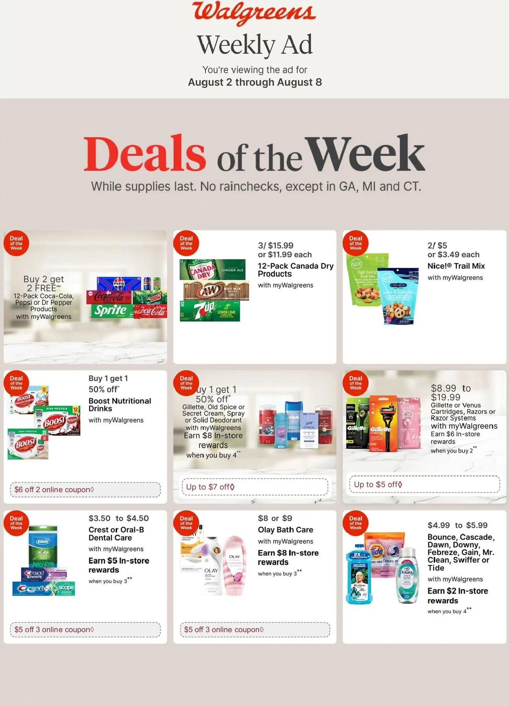 Weekly promotion Walgreens Weekly Ad spanning from August 2 to August 8 2026 - Page 1 for Catalogue 365