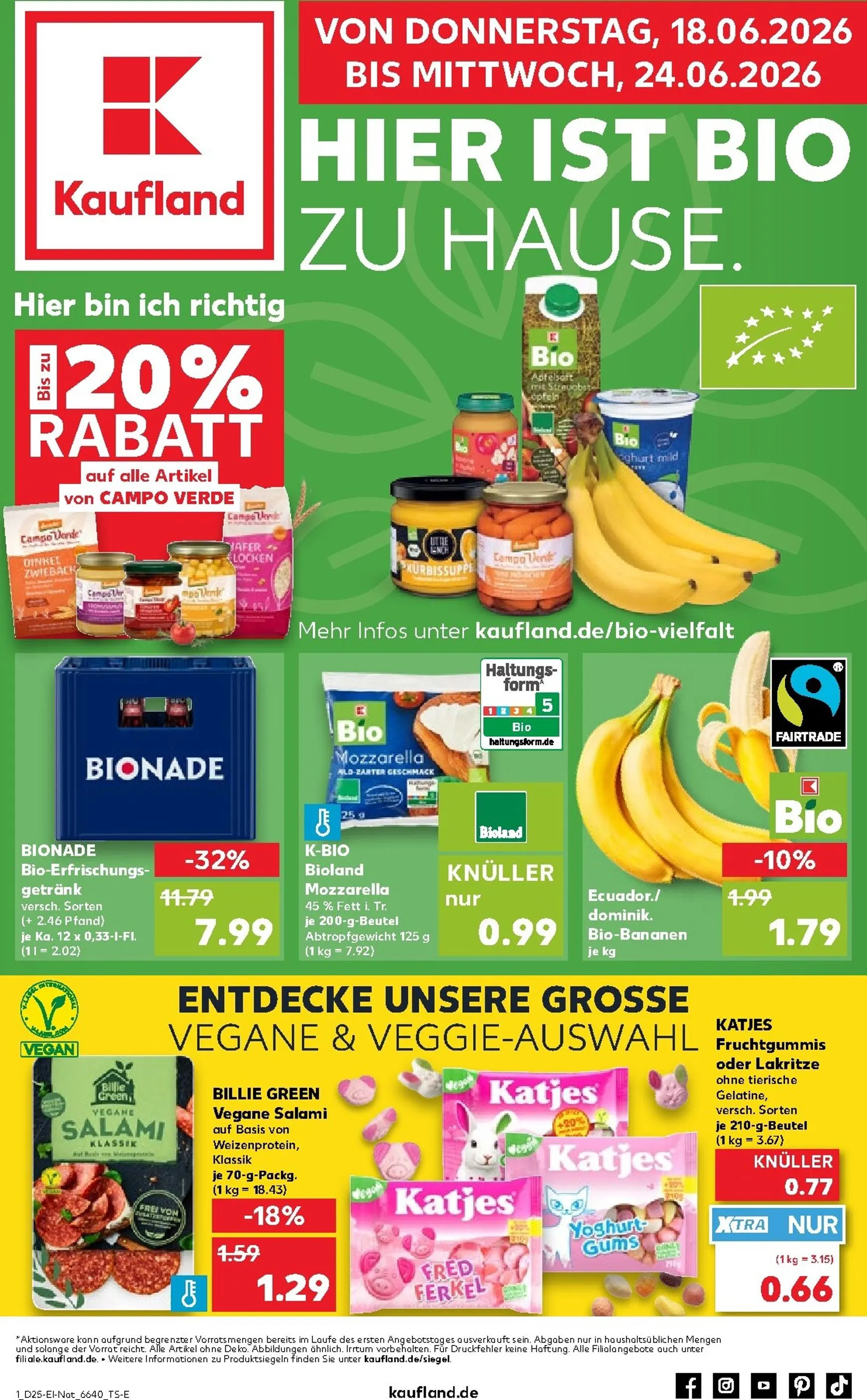 Kaufland Bio Prospekt – von Donnerstag 18.06.2026 bis Mittwoch 24.06.2026 von 18. Juni bis 24. Juni 2026 - Prospekt seite 1