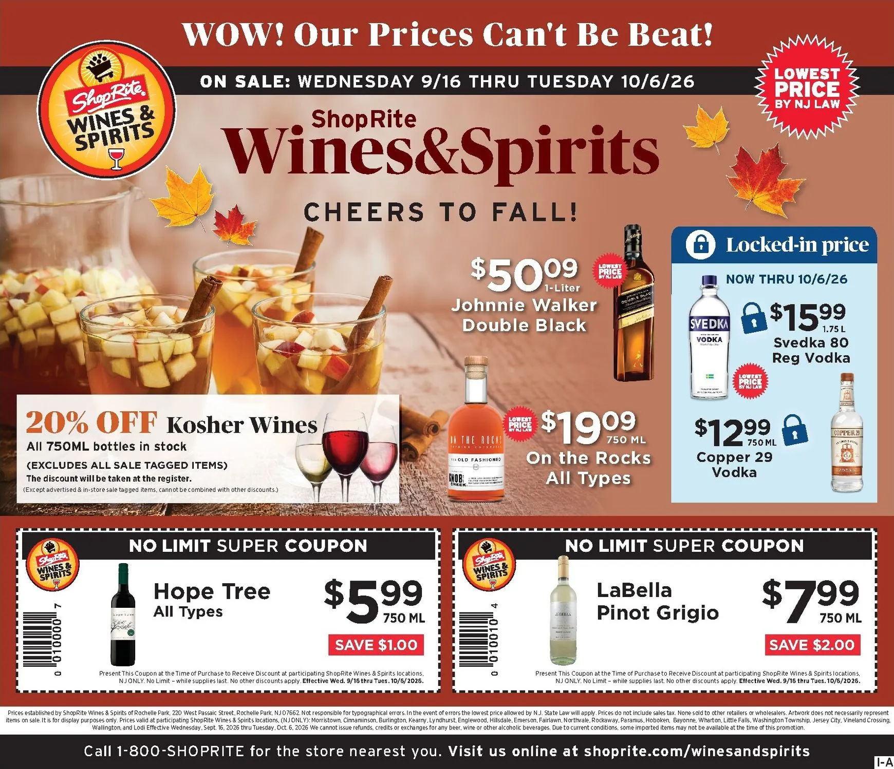 Weekly ad ShopRite Wines & Spirits - Cheers to Fall! from September 16 to October 6 2026 - Page 1