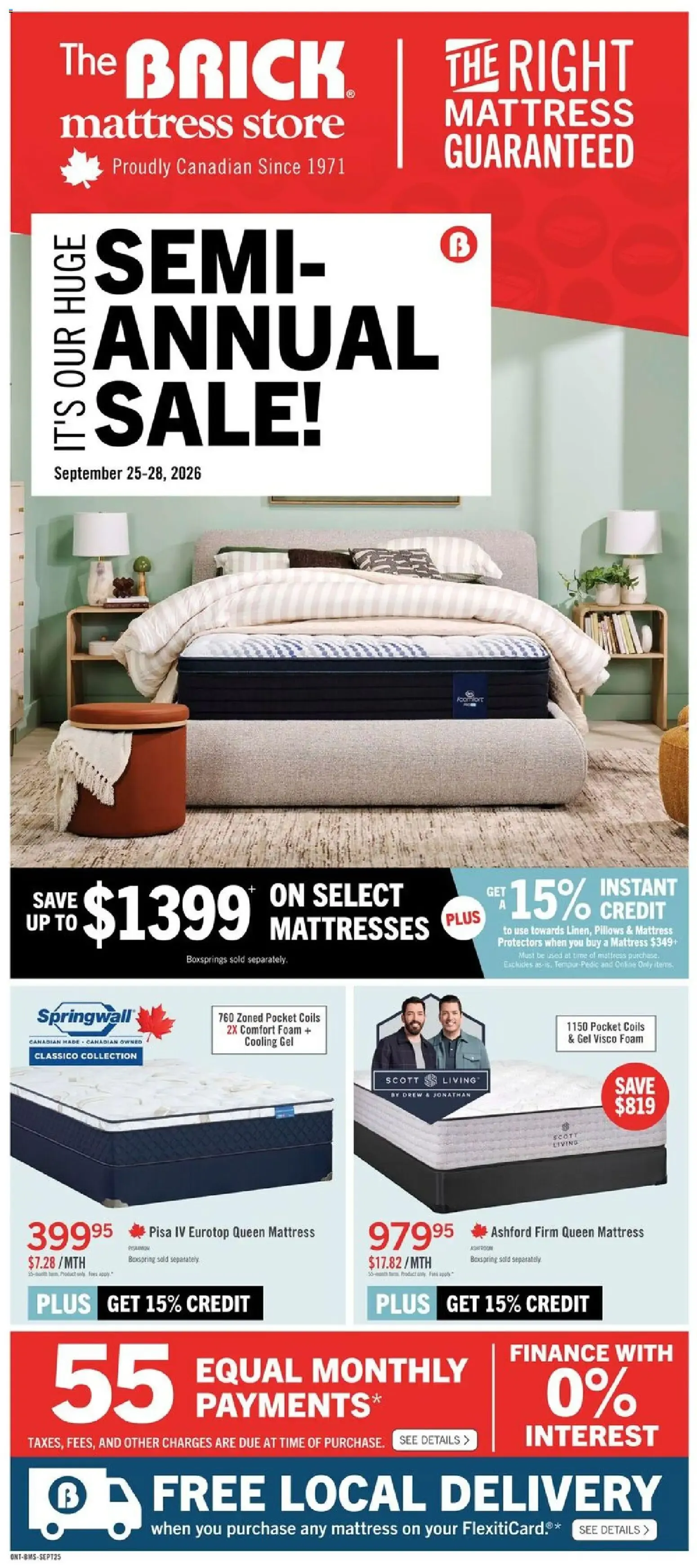 The Brick - Brick Mattress Store from Sep 25, 2026 > weekly specials & deals from September 25 to September 28 2026 - flyer page 1