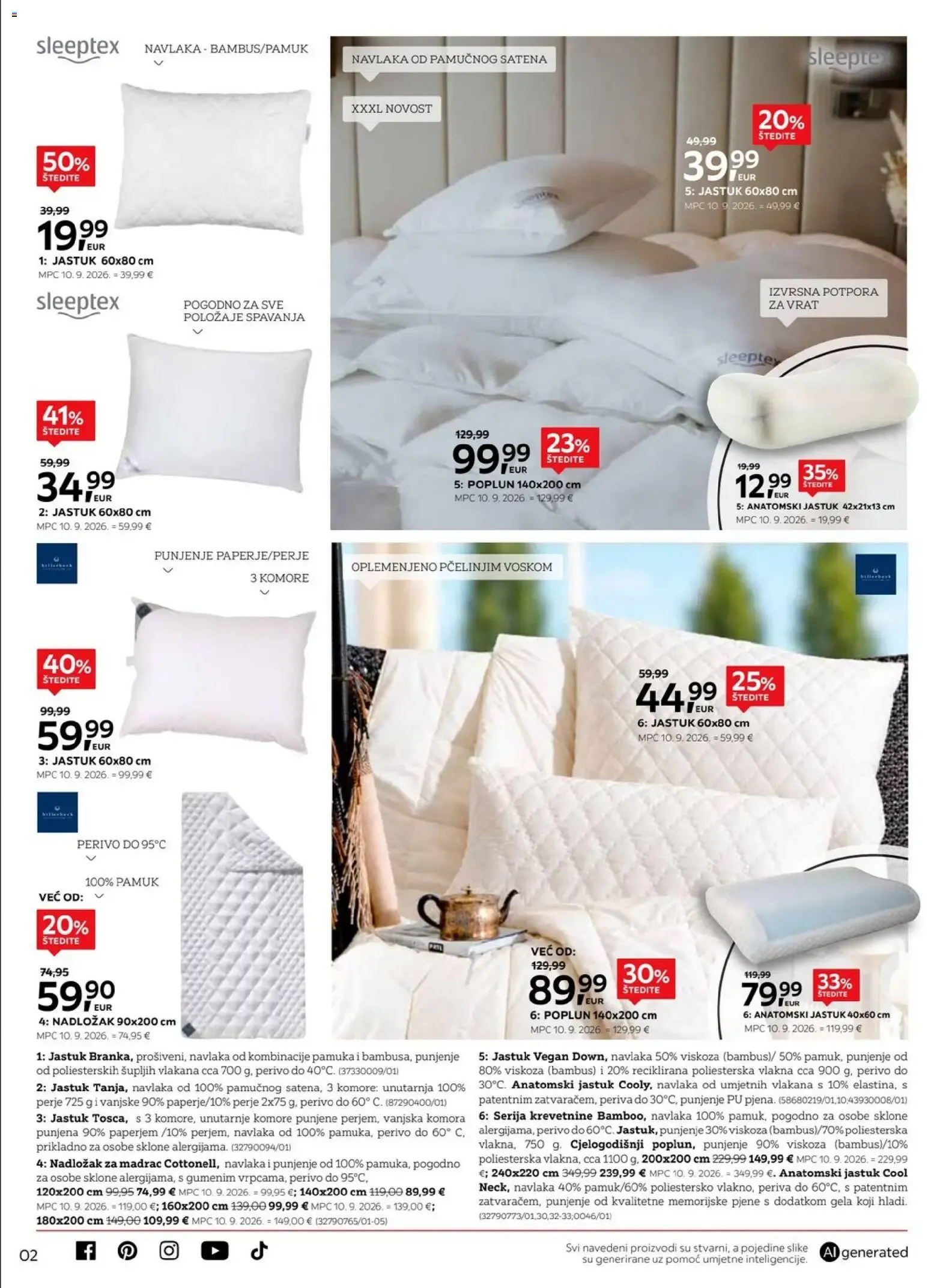Katalog Sleeptex - Posteljina y Jastuci od 10. rujna do 21. listopada 2026. - Pregled Stranica 1