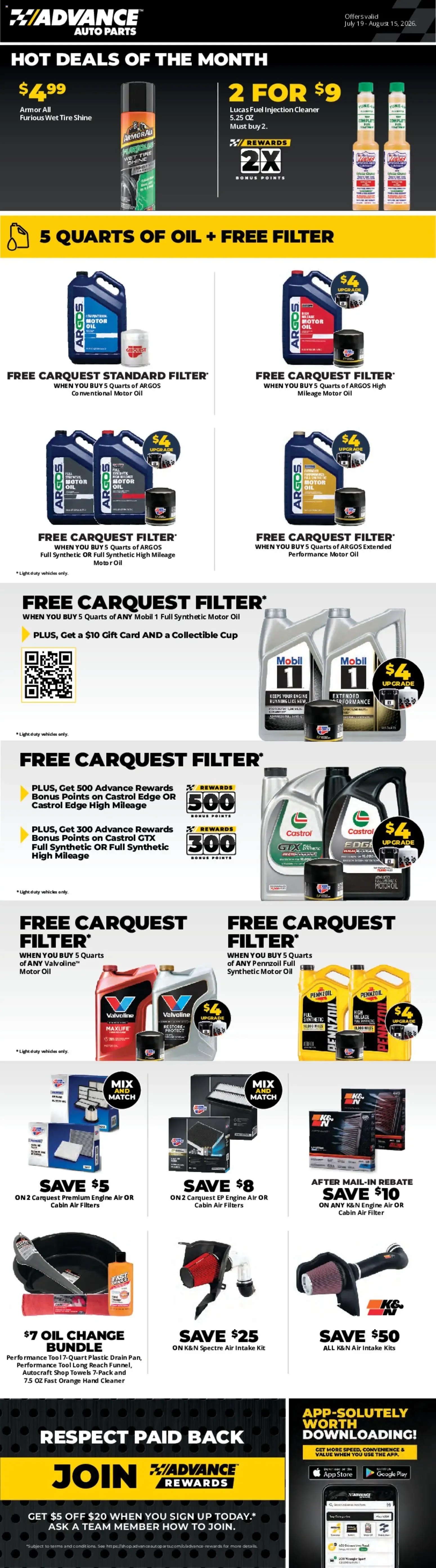 Advance Auto Parts Weekly Ad from 07/19/2026 - Flyer
