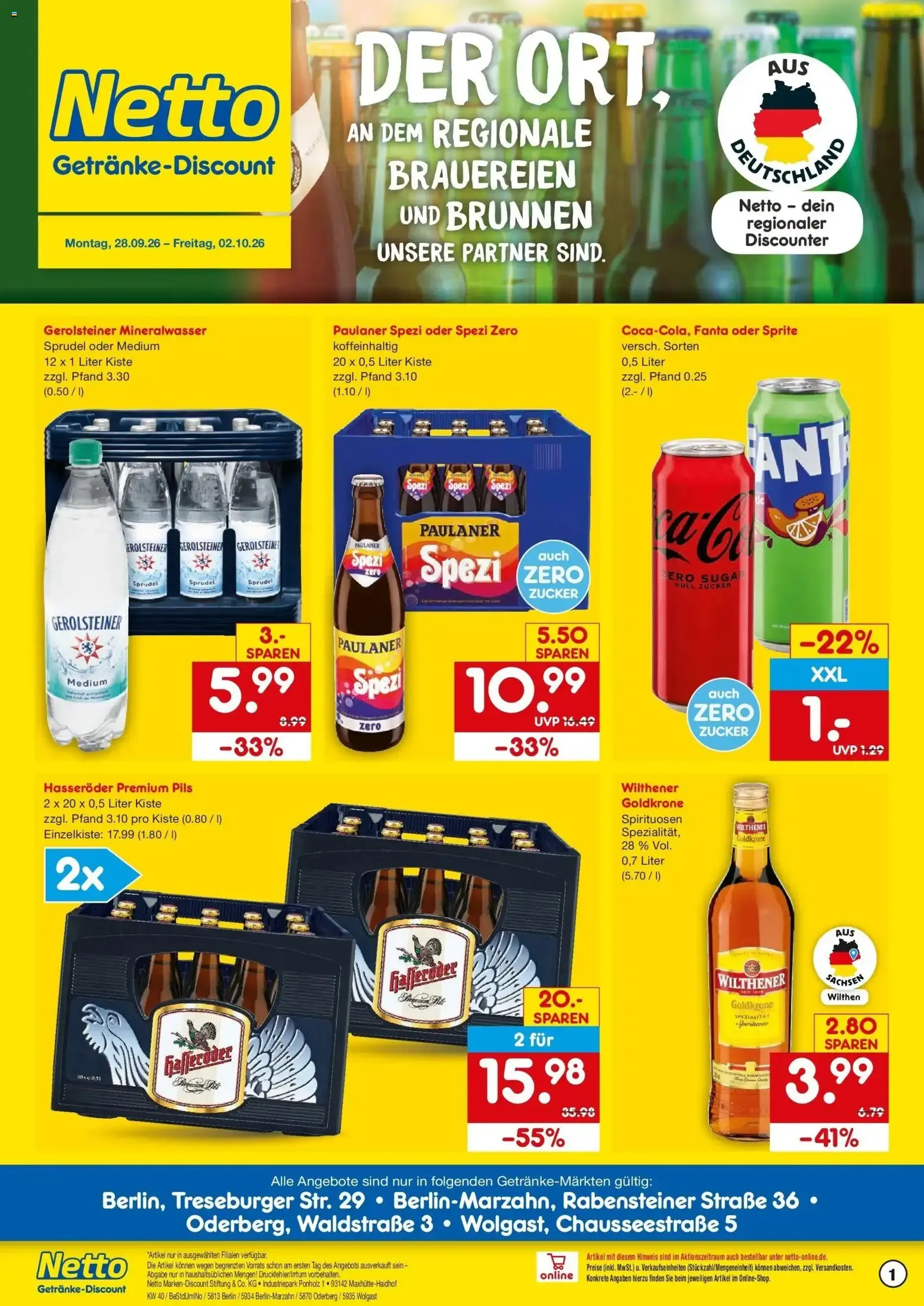 Netto Marken-Discount Prospekt Berlin (ab 28.09.2026) » Angebote von 28. September bis 2. Oktober 2026 - Prospekt seite 1