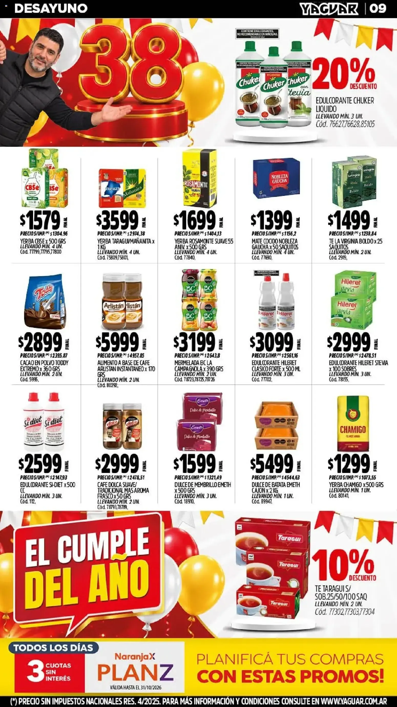 Ofertas de Mayorista Yaguar - El Cumple del Año 38 19 de octubre al 24 de octubre 2026 - Página 11 del catálogo