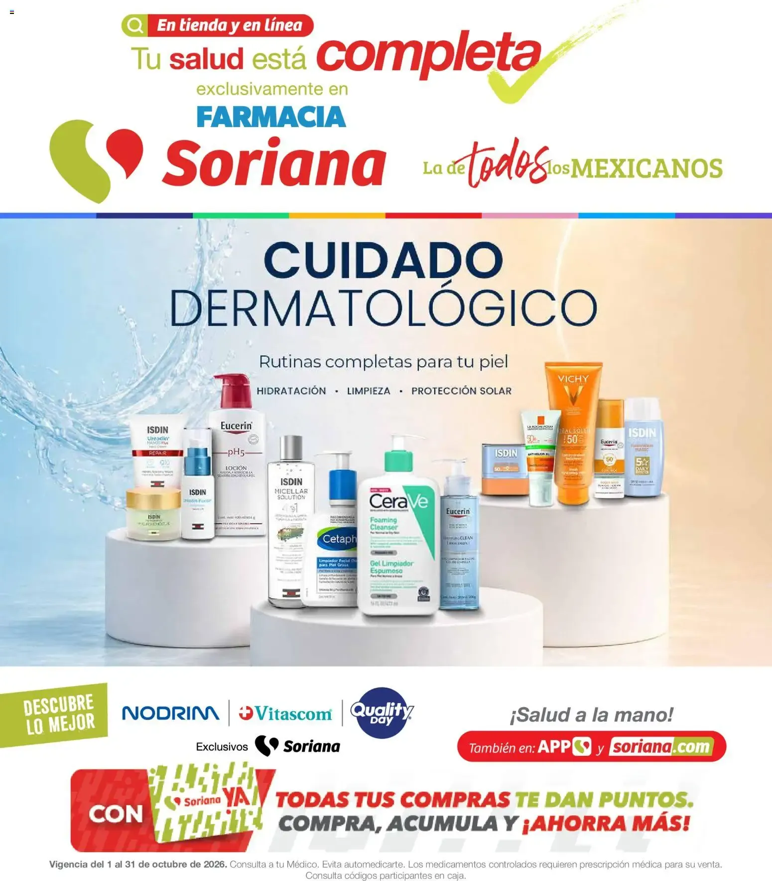 Catálogo de Farmacia Soriana: Cuidado Dermatológico 1 de octubre al 31 de octubre 2026 - Pagina 1