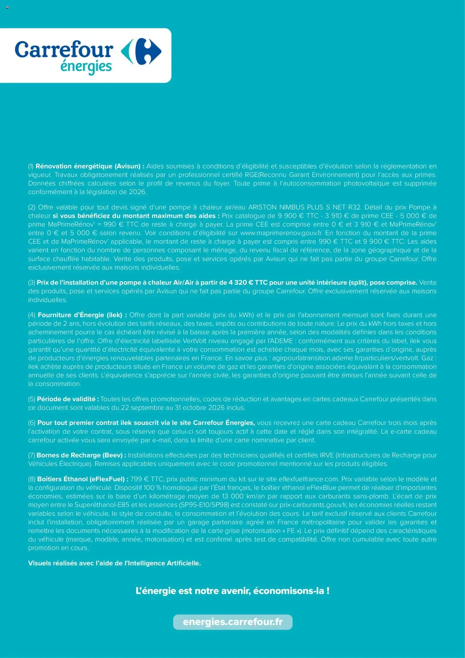 Carrefour énergies: Déclics ÉNERGIES. Todo sobre el ahorro de energía y los buenos planes negociados para ti. du 22 septembre au 31 octobre 2026 - Catalogue page 20