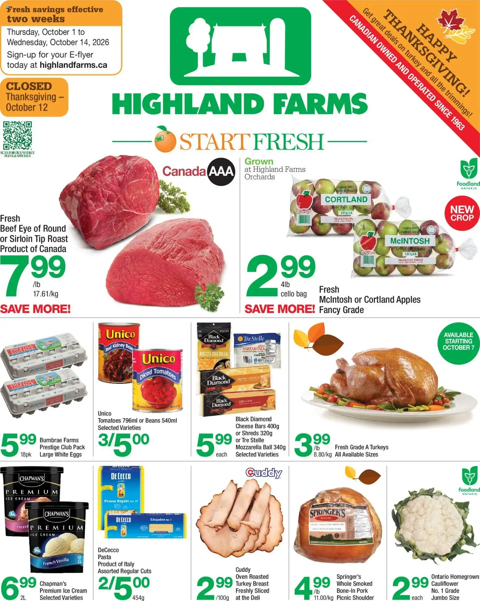 Highland Farms weekly flyer / circulaire from Oct 1, 2026 > weekly specials & deals from October 1 to October 14 2026 - flyer page 1