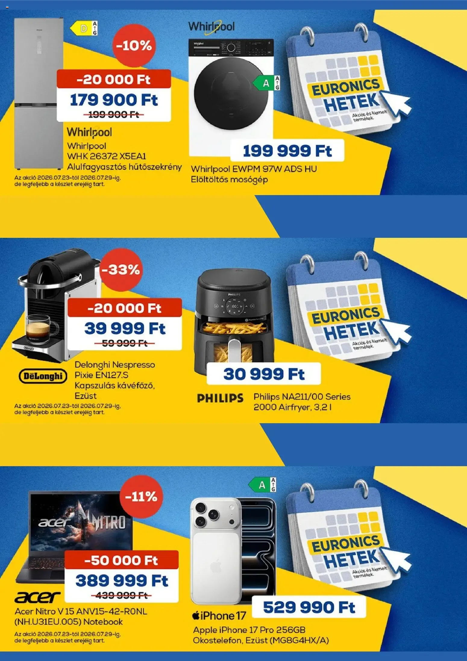 Katalógus Euronics akciós újság - 2026.07.23. -tól/töl > akció, lapozható szórólap 🛍️ július 23.-tól július 29.-ig 2026. - Oldal 1