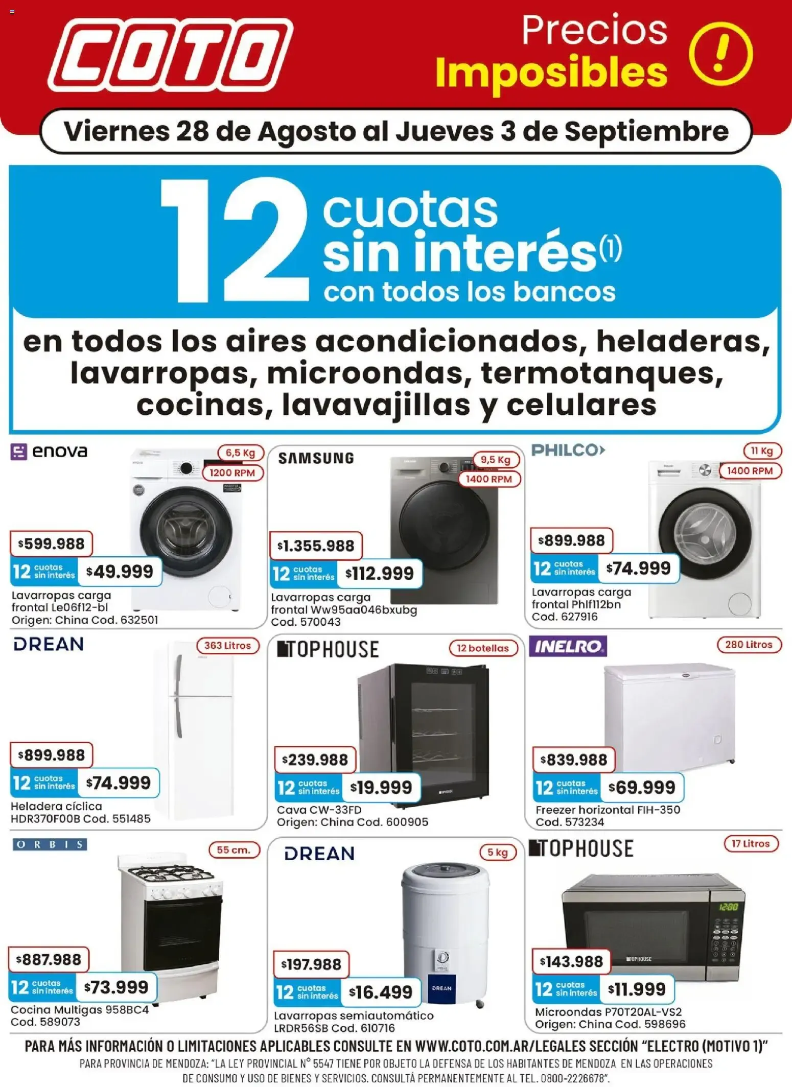Ofertas de Coto - Electro Motivo || del 28/08/2026 - 03/09/2026 || Descuentos 28 de agosto al 3 de septiembre 2026 - Página 1 del catálogo
