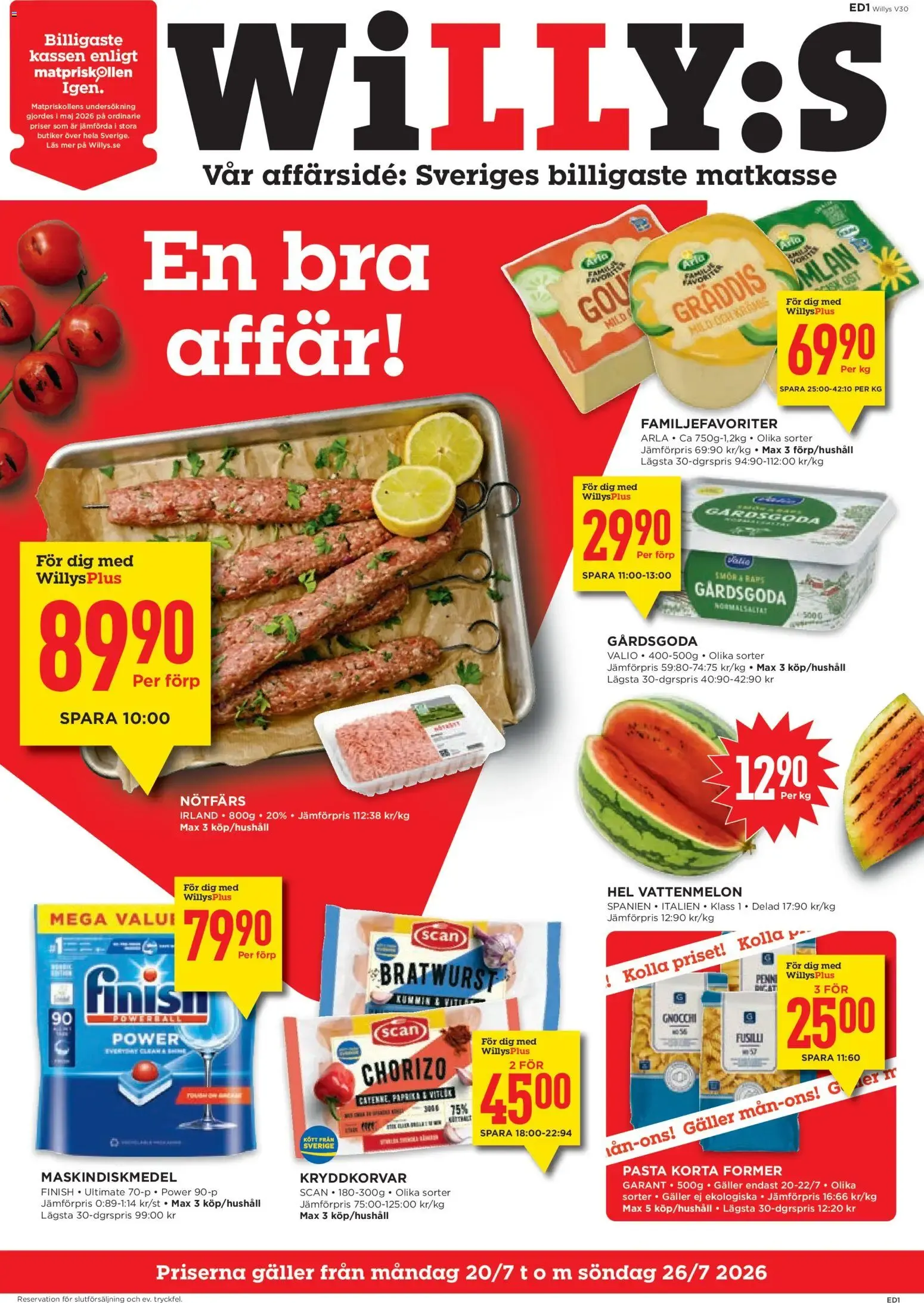 Willys erbjudanden från 20/07/2026 - 26/07/2026 > Reklamblad nuvarande rabatter