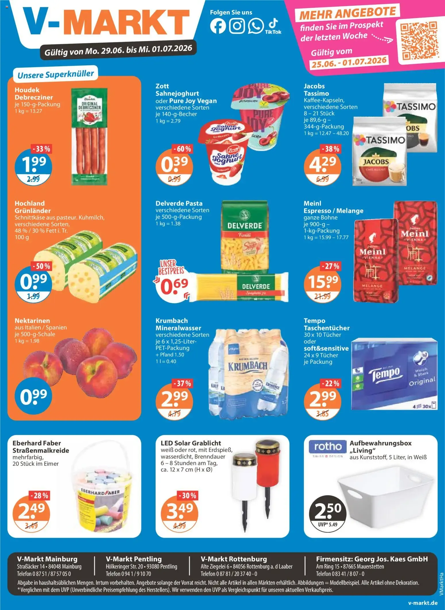 Angebote V-Markt Angebote ab Montag (ab 29.06.2026) von 29. Juni bis 1. Juli 2026 - Prospekt seite 1