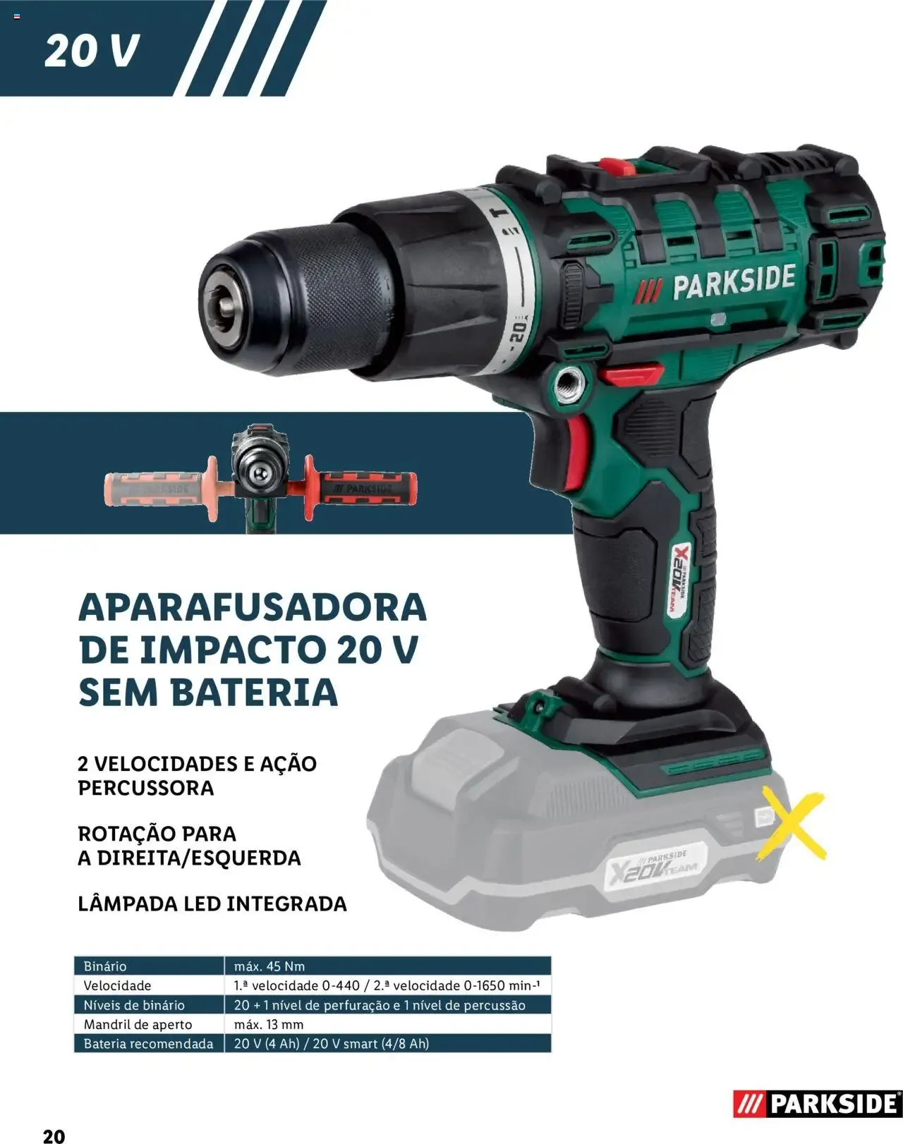 Folheto Lidl Parkside: Baterias e Ferramentas para todas as tarefas de 2 de fevereiro até 31 de dezembro 2026 - Pagina 20