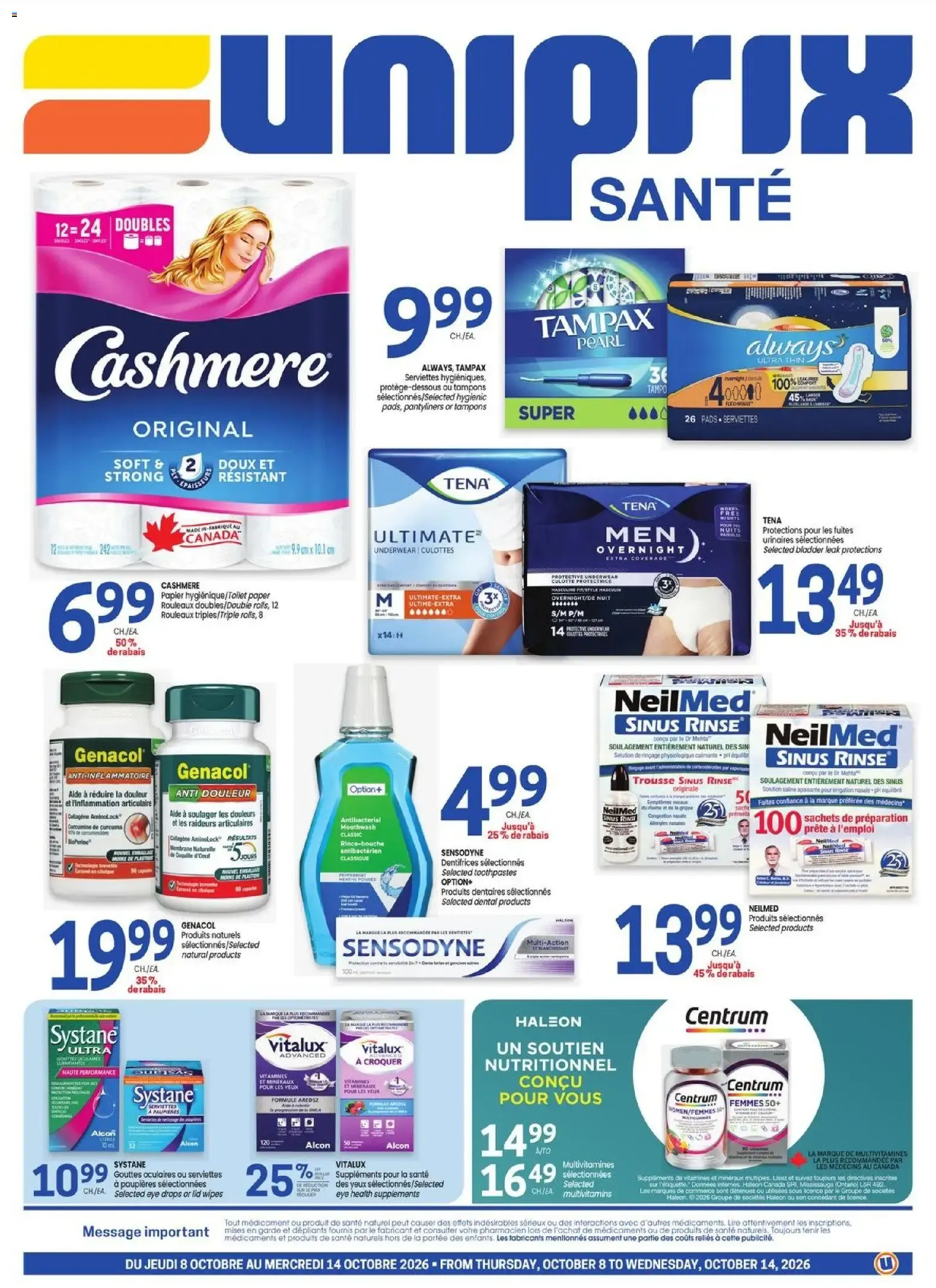 Uniprix - Uniprix Sante from Oct 8, 2026 > weekly specials & deals from October 8 to October 14 2026 - flyer page 1