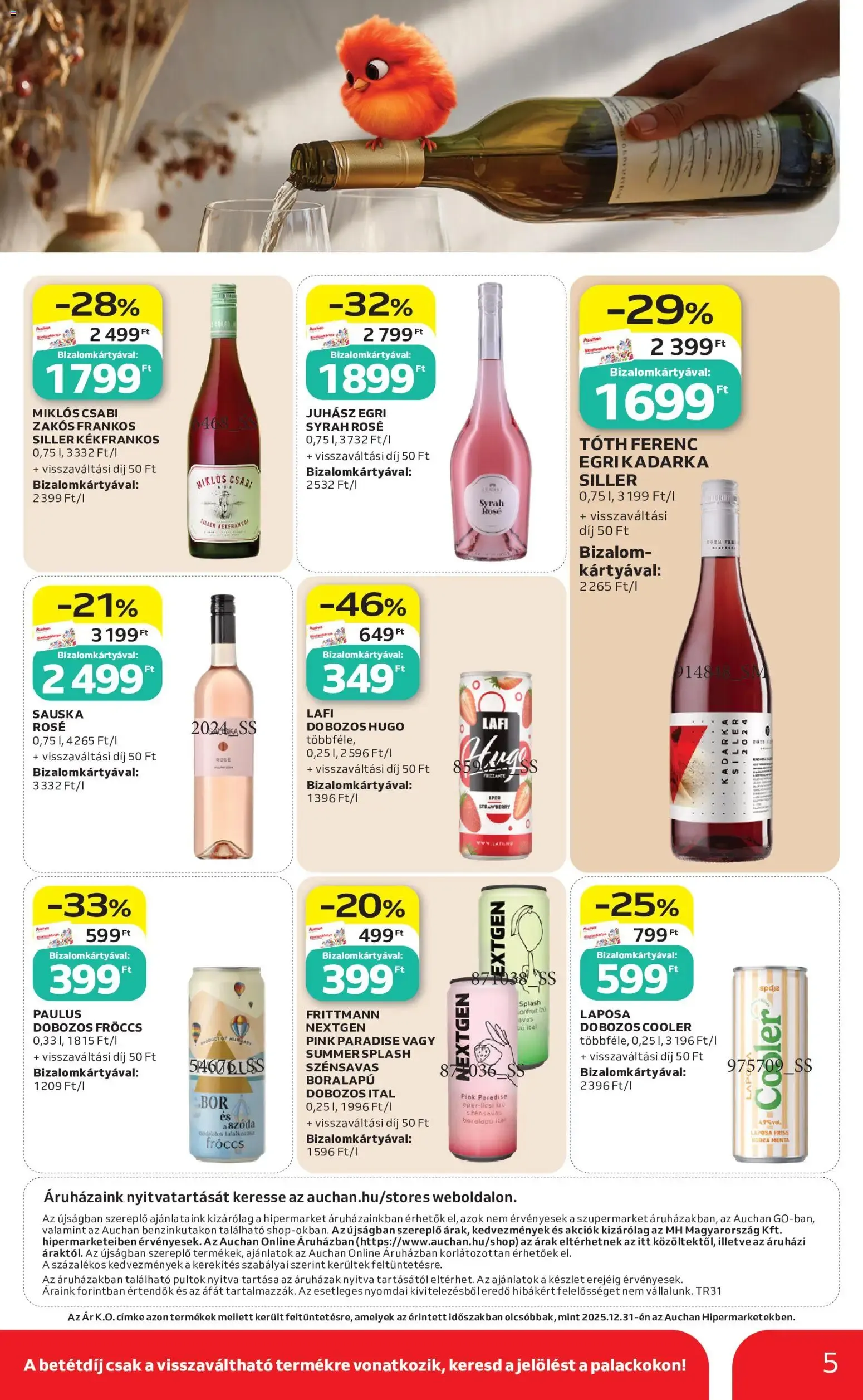 Katalógus Auchan Bor ajánlatok - 2026.07.30. -tól/töl > akció, lapozható szórólap 🛍️ július 30.-tól augusztus 5.-ig 2026. - Oldal 5