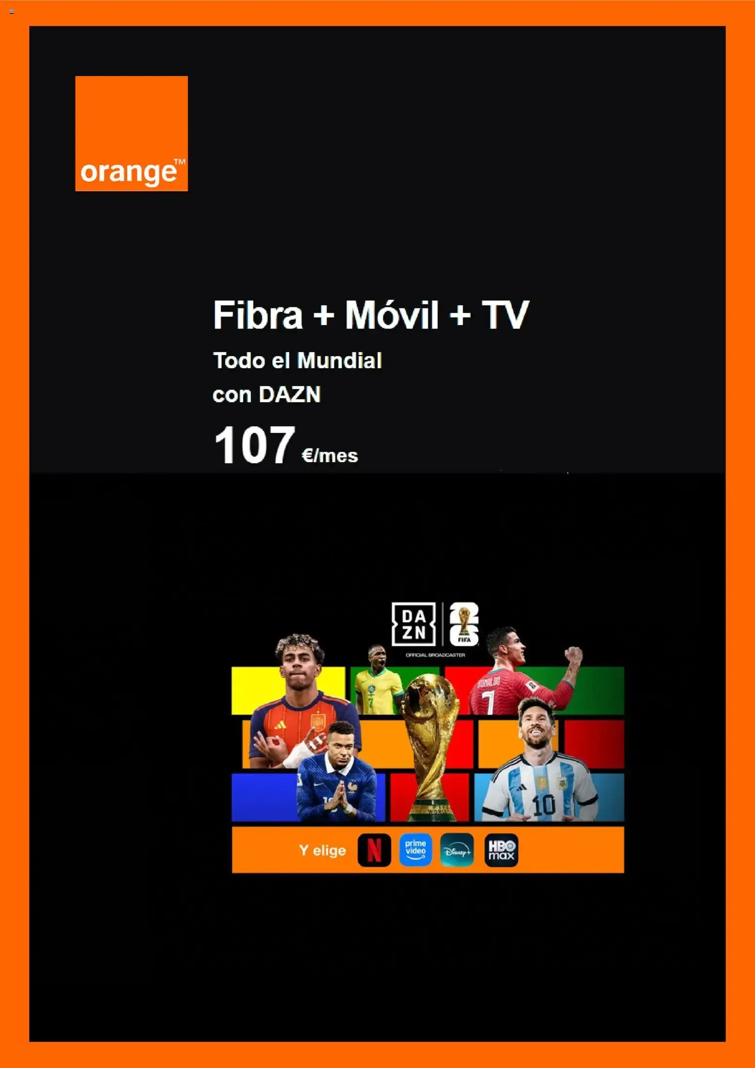 Orange: Fibra + Móvil + TV Todo el Mundial con DAZN
