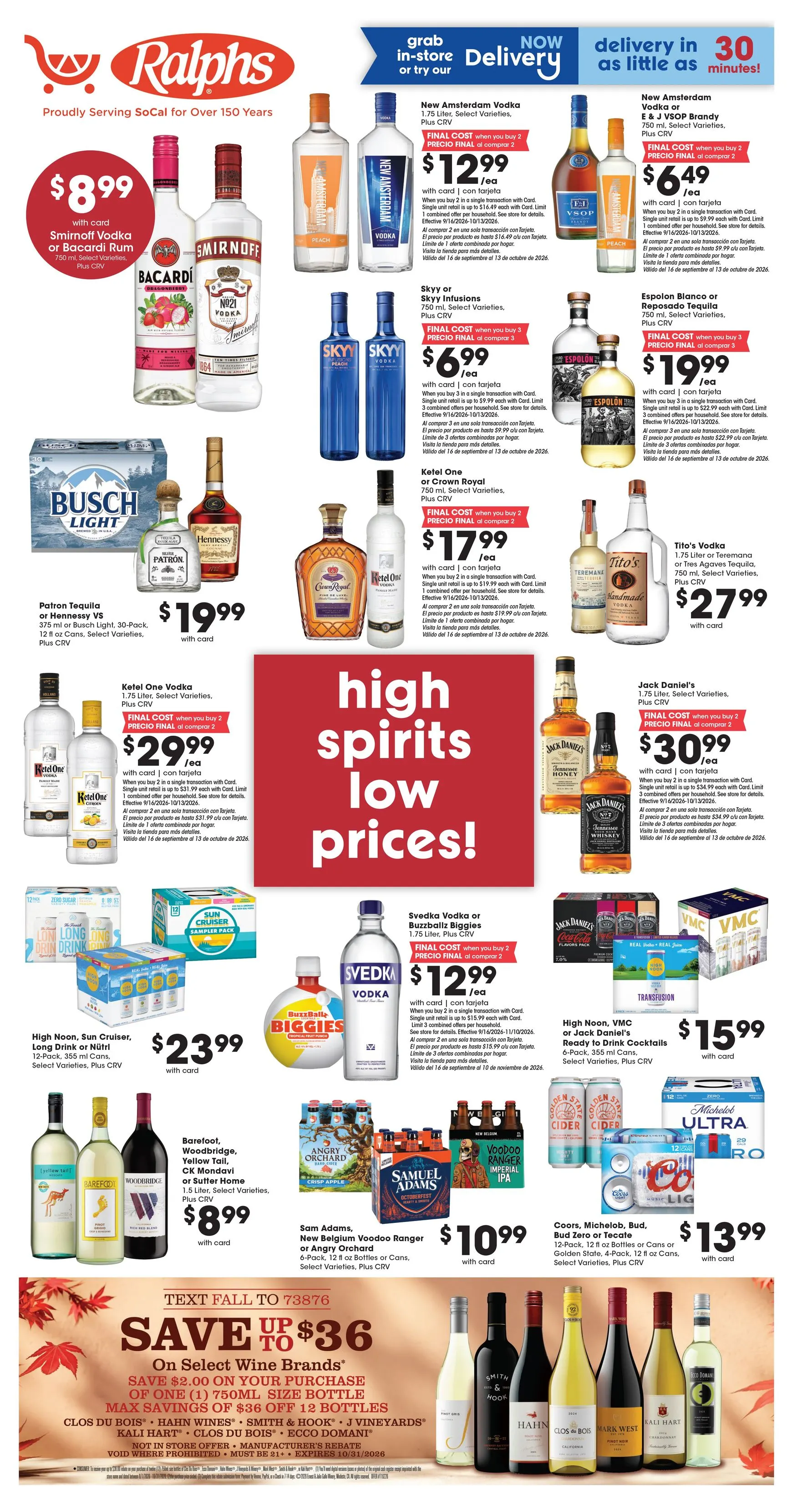 Current Ralphs - Adult Beverage leaflet valid from Wednesday 09/30/2026 to Tuesday 10/06/2026