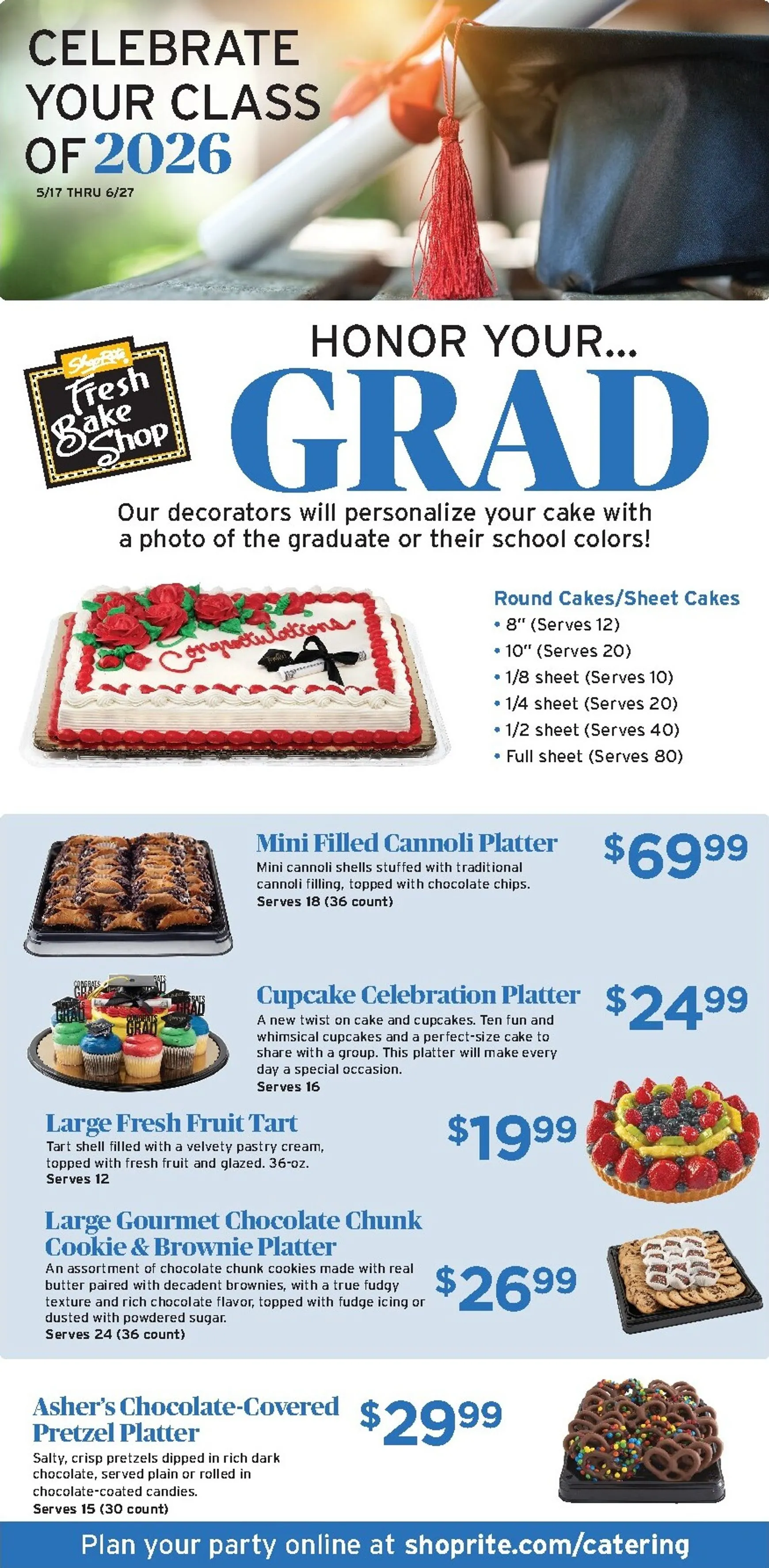 Weekly ad Current ShopRite - Graduation Catering leaflet valid from Sunday 05/17/2026 to Saturday 06/27/2026 from May 17 to June 27 2026 - Page 1