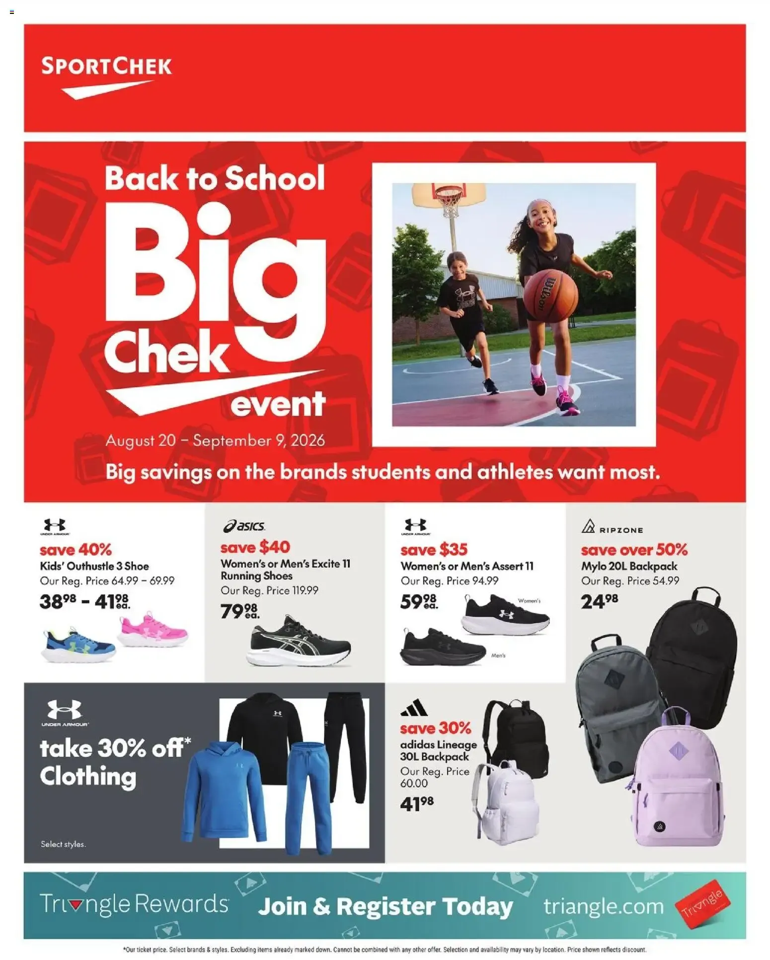 Back to School Big Chek event from August 20 to September 9 2026 - flyer page 1