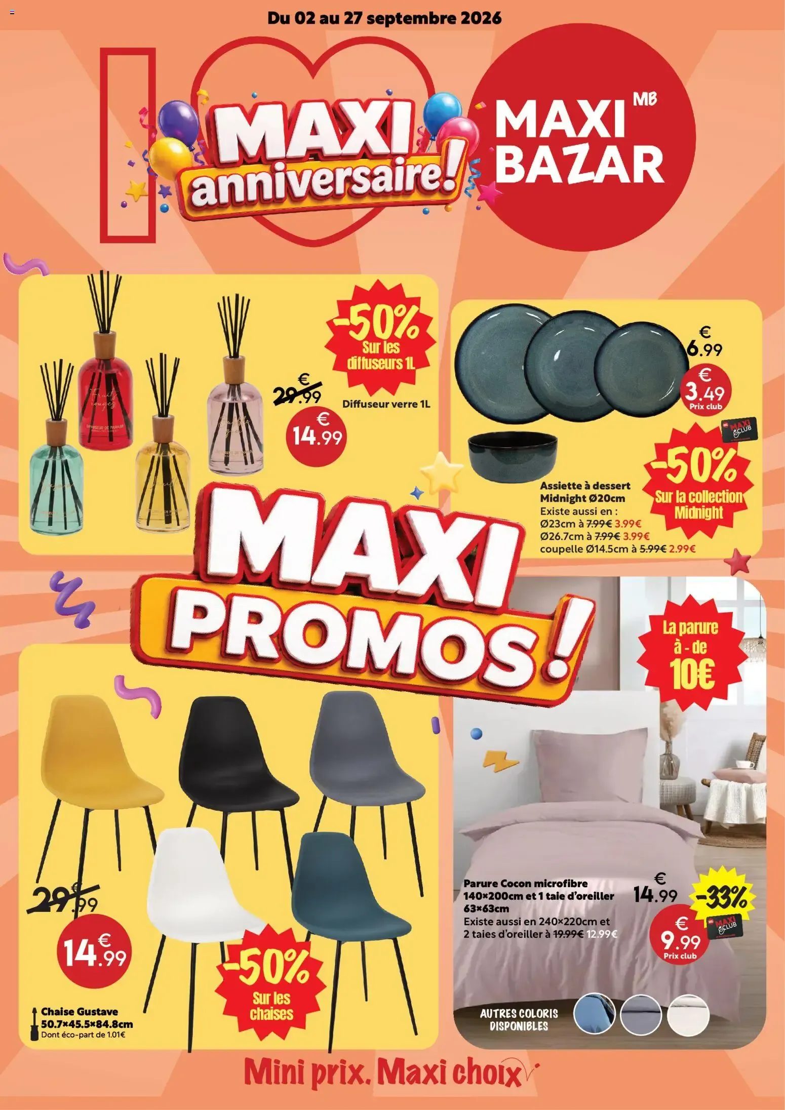 Maxi Bazar - Brochure anniversaire à partir du 02/09/2026 - promo en ligne du 2 septembre au 27 septembre 2026 - Catalogue page 1
