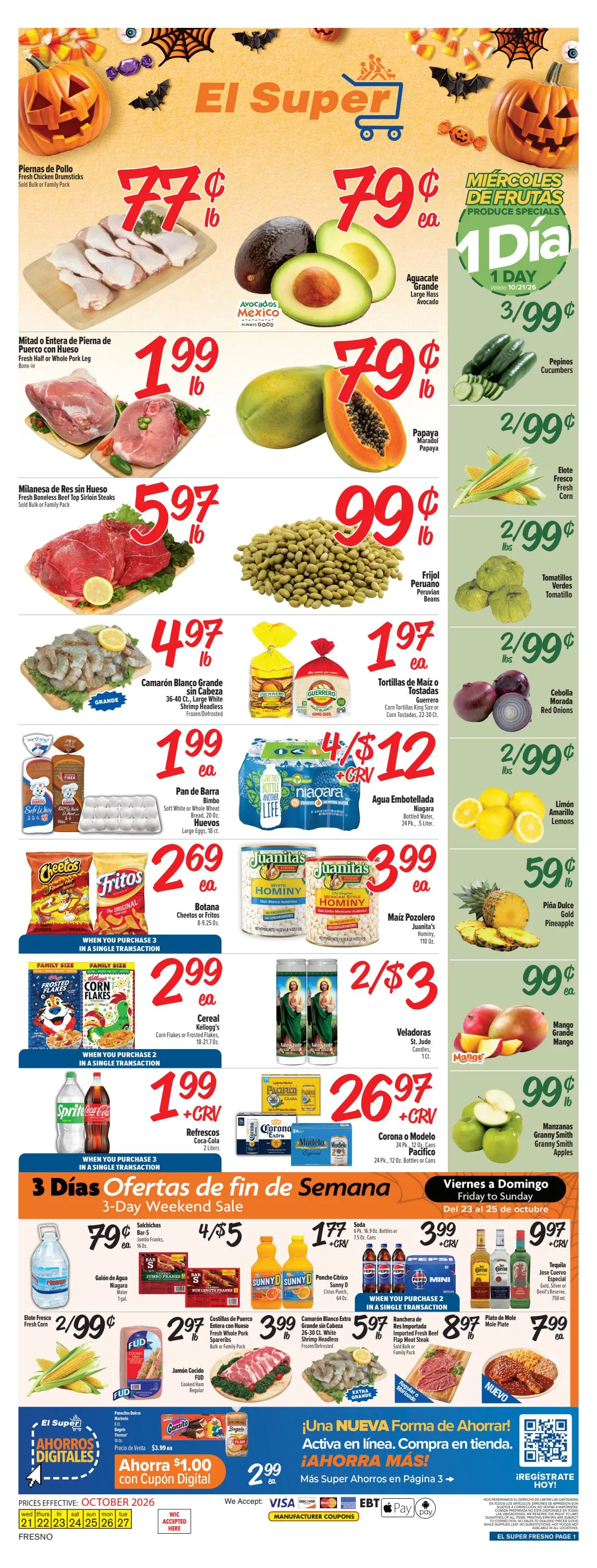 Weekly ad Current El Super - Fresno leaflet valid from Wednesday 10/21/2026 to Tuesday 10/27/2026 from October 21 to October 27 2026 - Page 1