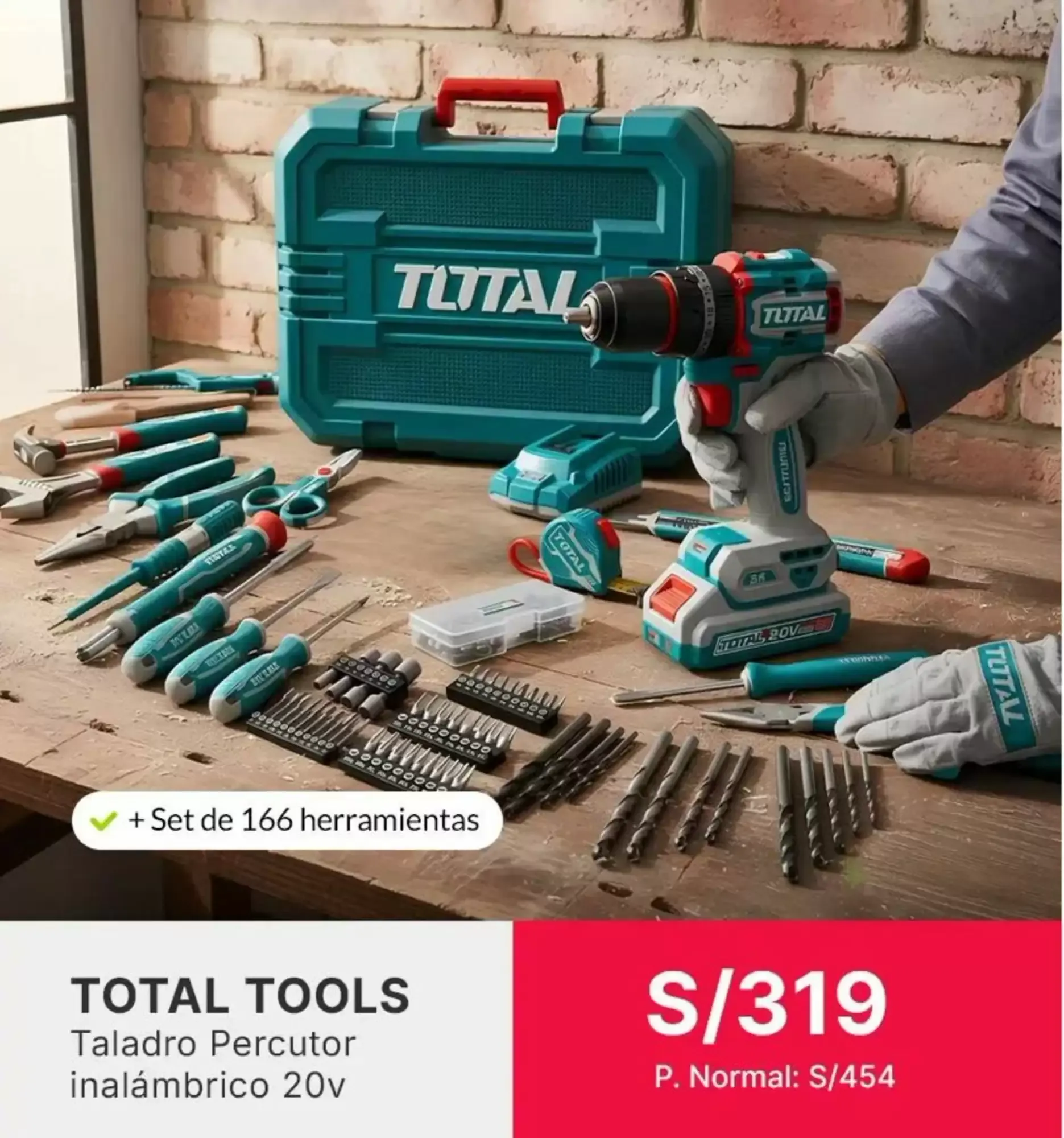 Catalogo de TOTAL TOOLS Taladro Percutor inalámbrico 20v + Set de 166 herramientas 10 de julio al 25 de julio 2026 - Pag 1