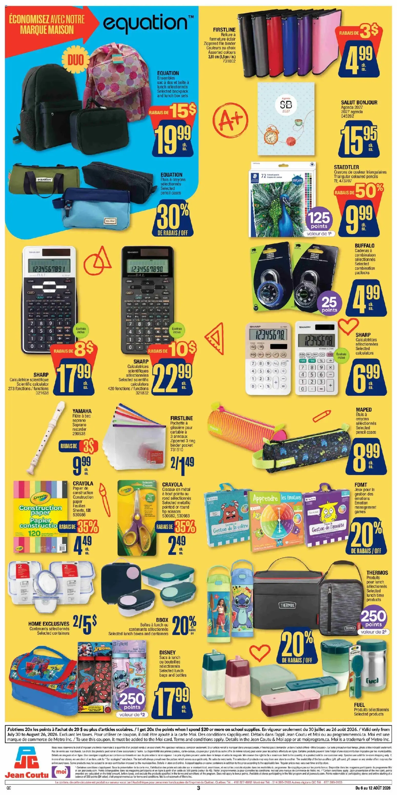 Jean Coutu circulaire - Le bon calcul pour la rentrée from August 6 to August 12 2026 - flyer page 3