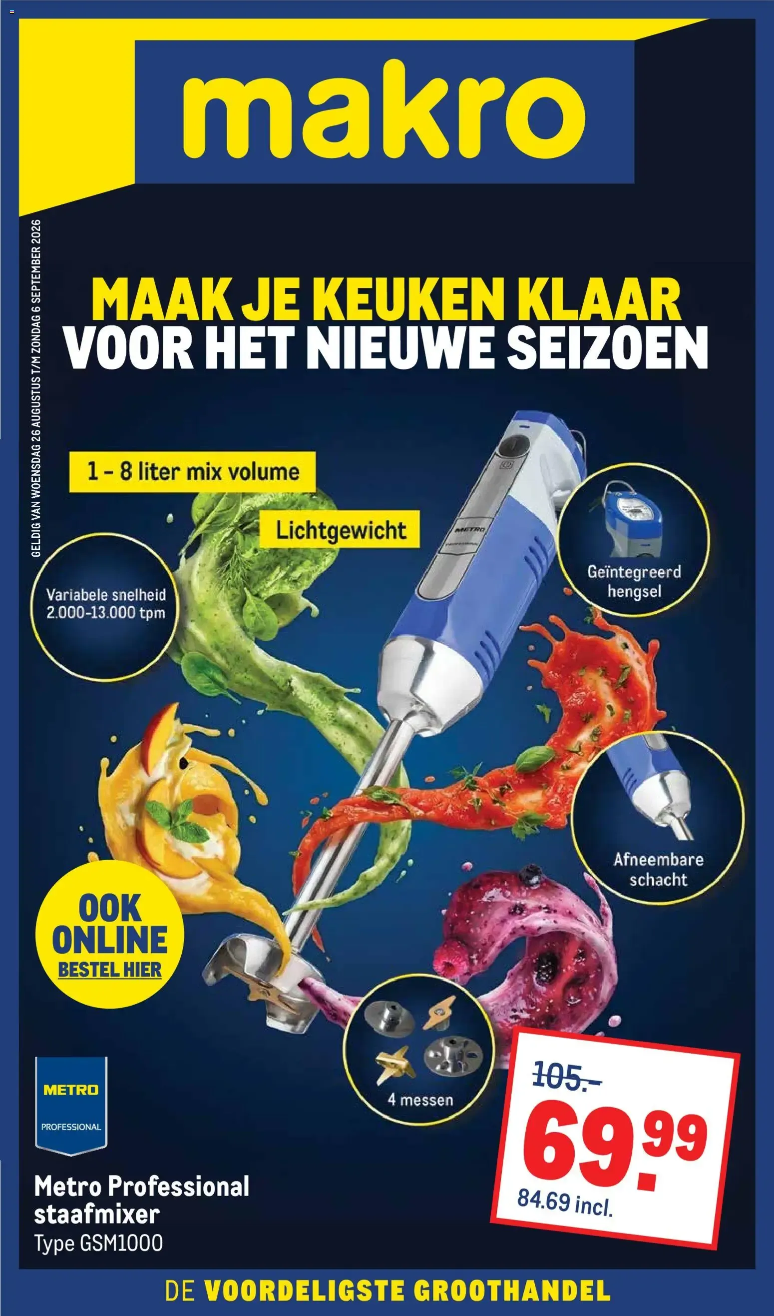 Makro: Maak je keuken klaar voor het nieuwe seizoen met de Metro Professional staafmixer van 26 augustus tot 6 september 2026 - Folder pagina 1