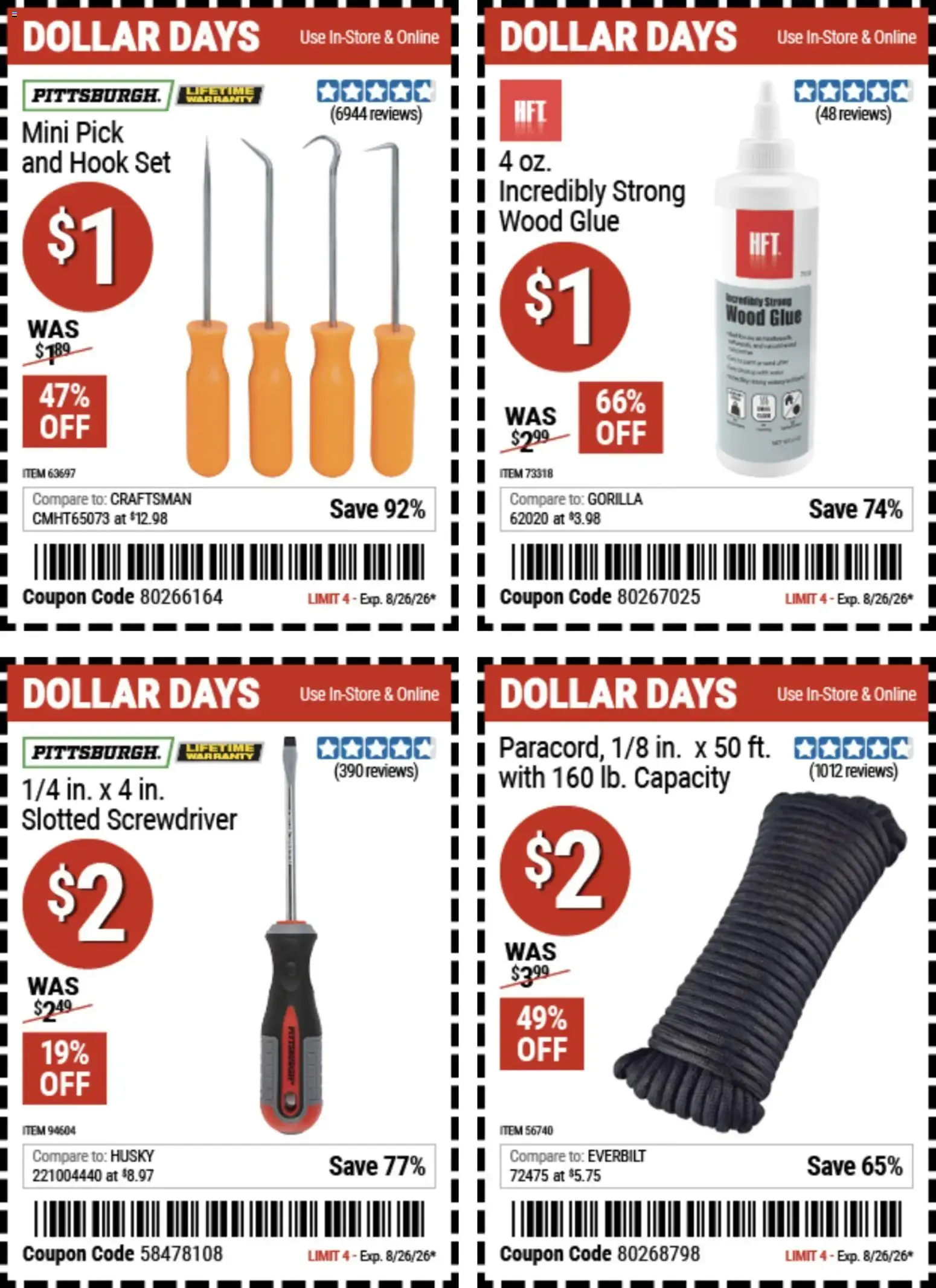 Weekly promotion Dollar Days spanning from August 13 to August 26 2026 - Page 4 for Catalogue 365